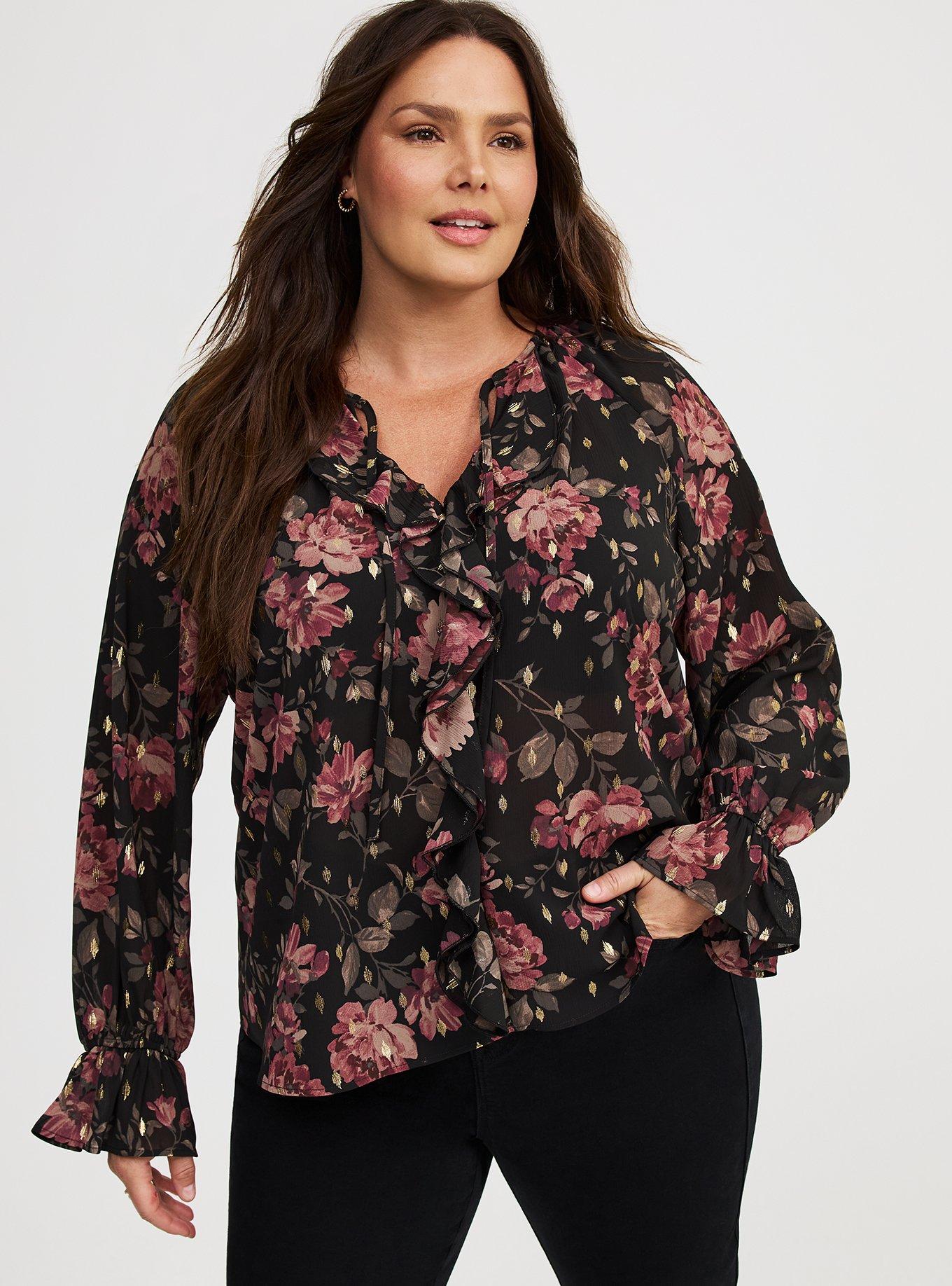 Ruffle Tie-Front Blouse in Multi