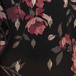Plus Size Ruffle Tie-Front Blouse, BALLET FLORAL DEEP BLACK LUREX DOT, swatch