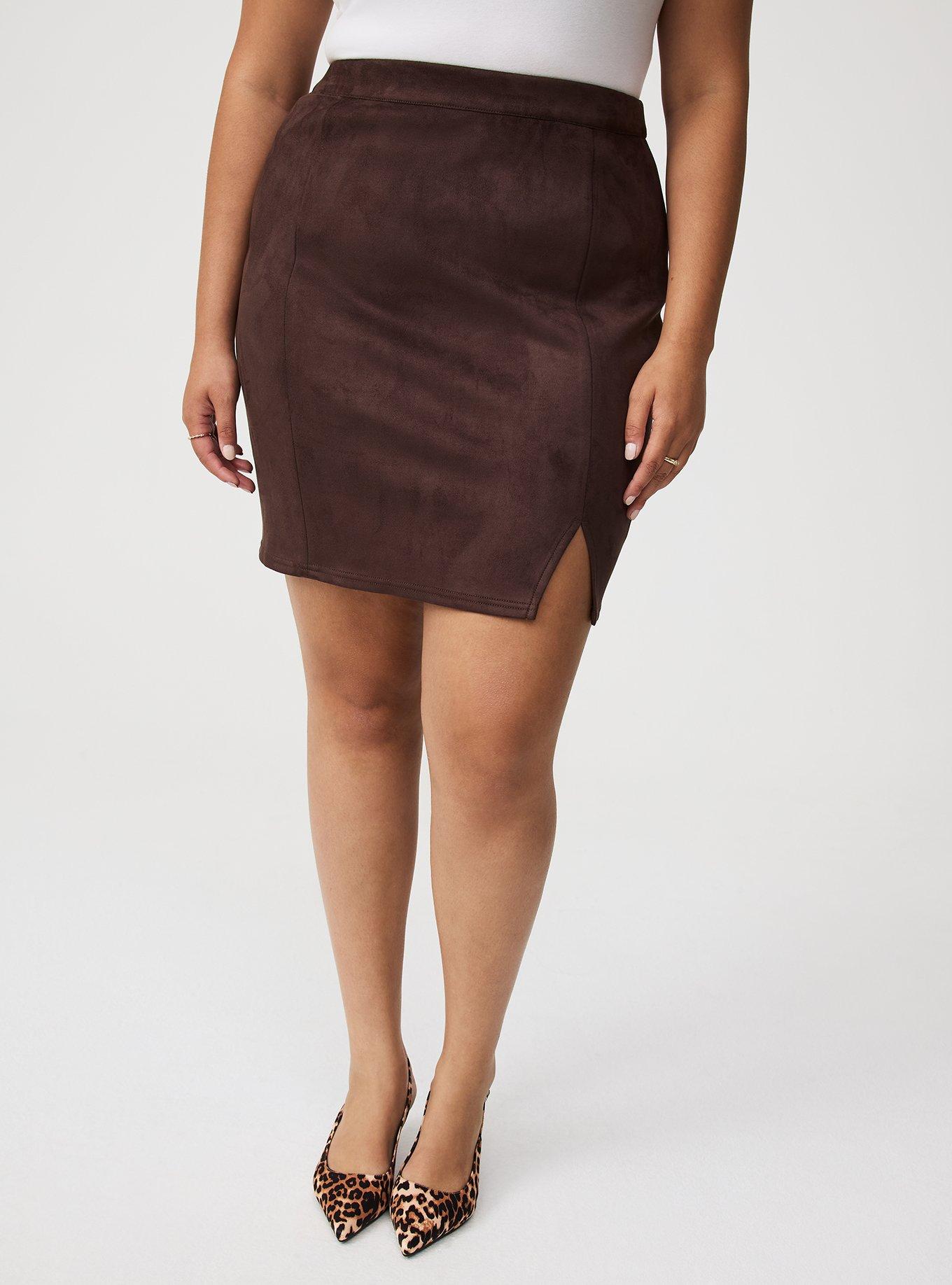 Faux Suede Side Slit Mini Skirt