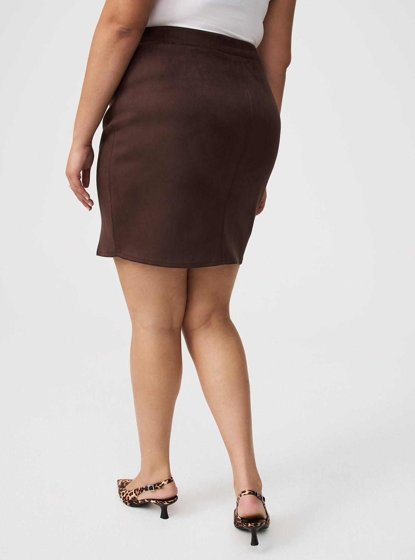 Faux Suede Side Slit Mini Skirt