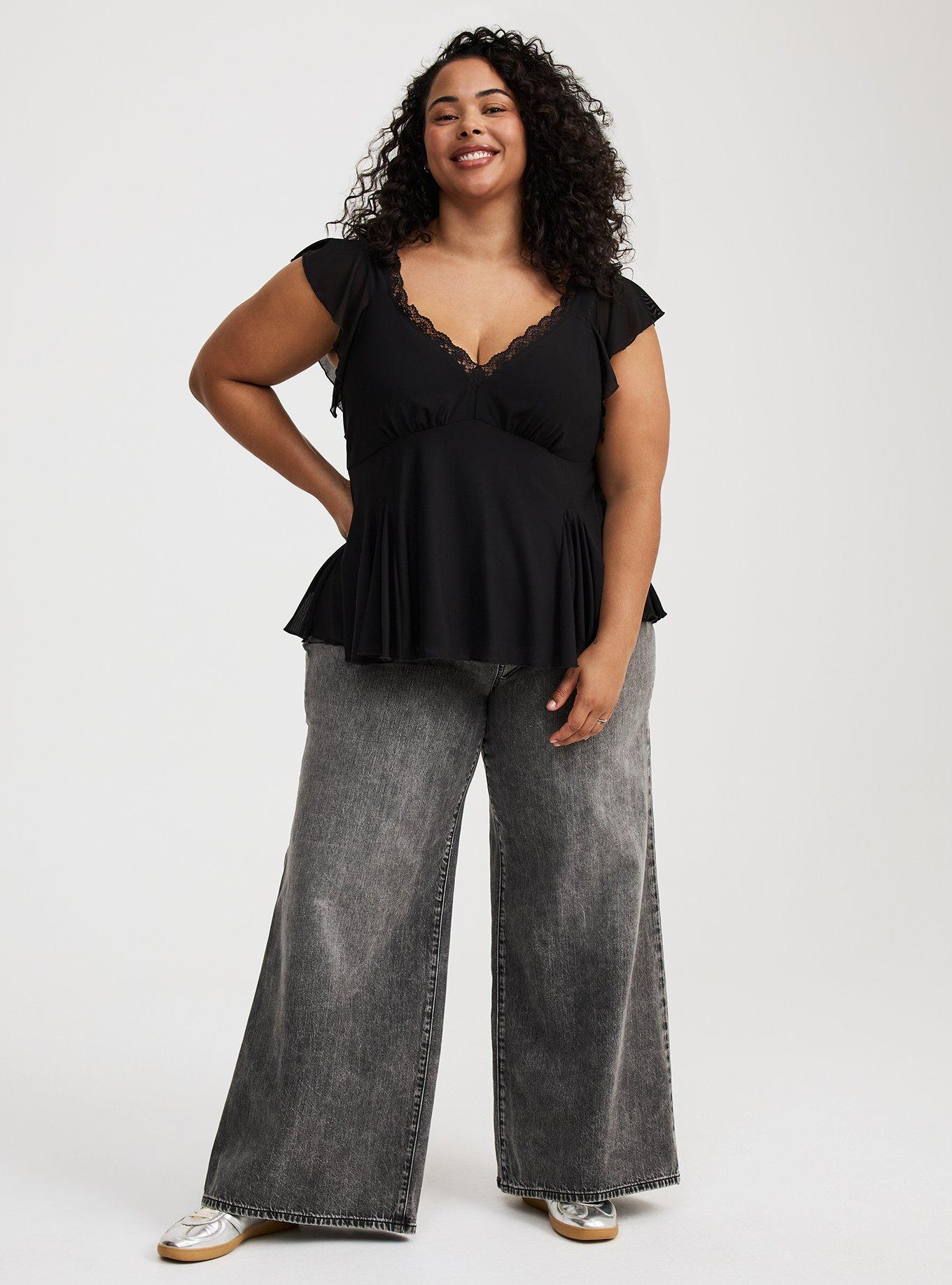 Flutter Sleeve Fit & Flare Mesh Top