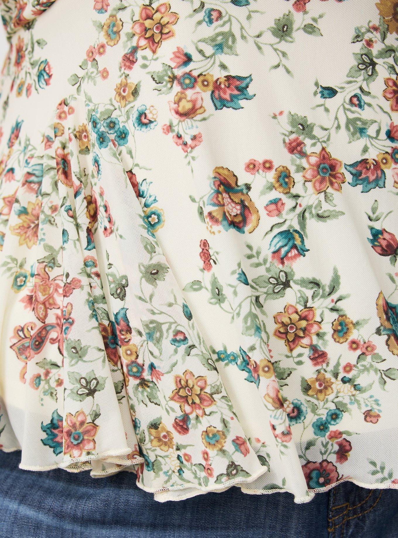 Flutter Sleeve Fit & Flare Mesh Top