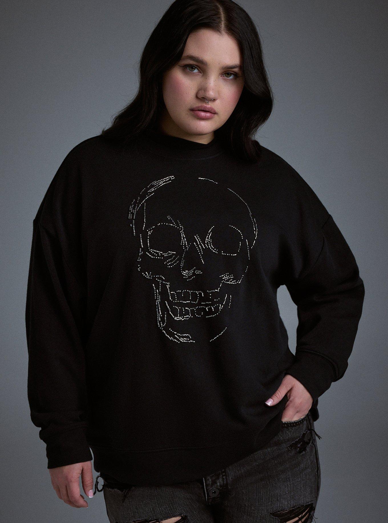 Nightfall Relaxed Cozy Fleece Beaded Sweatshirt, SKULL DECAY, alternate