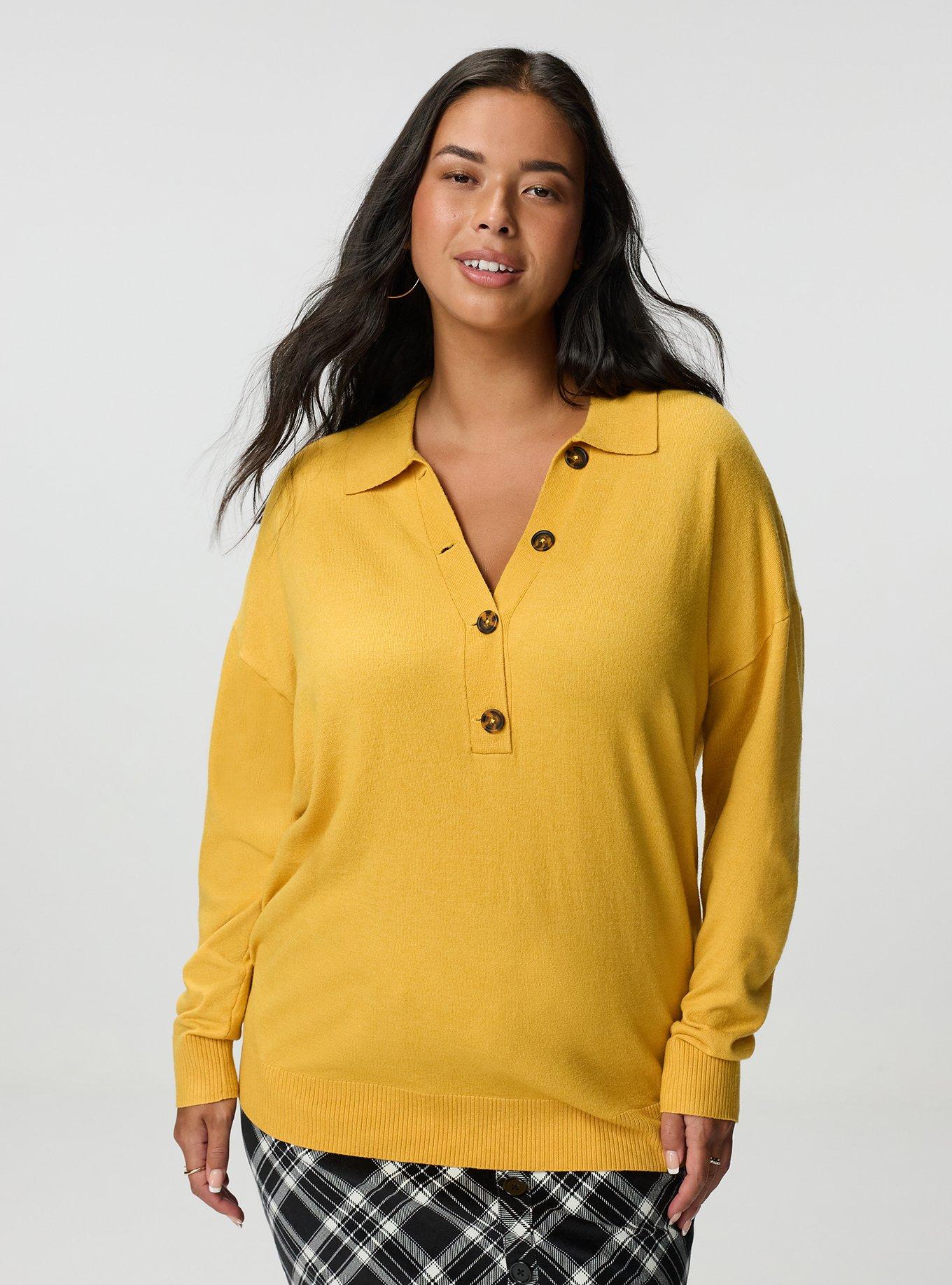 Luxe Cozy Collared Pullover Sweater, HONEY GOLD, alternate