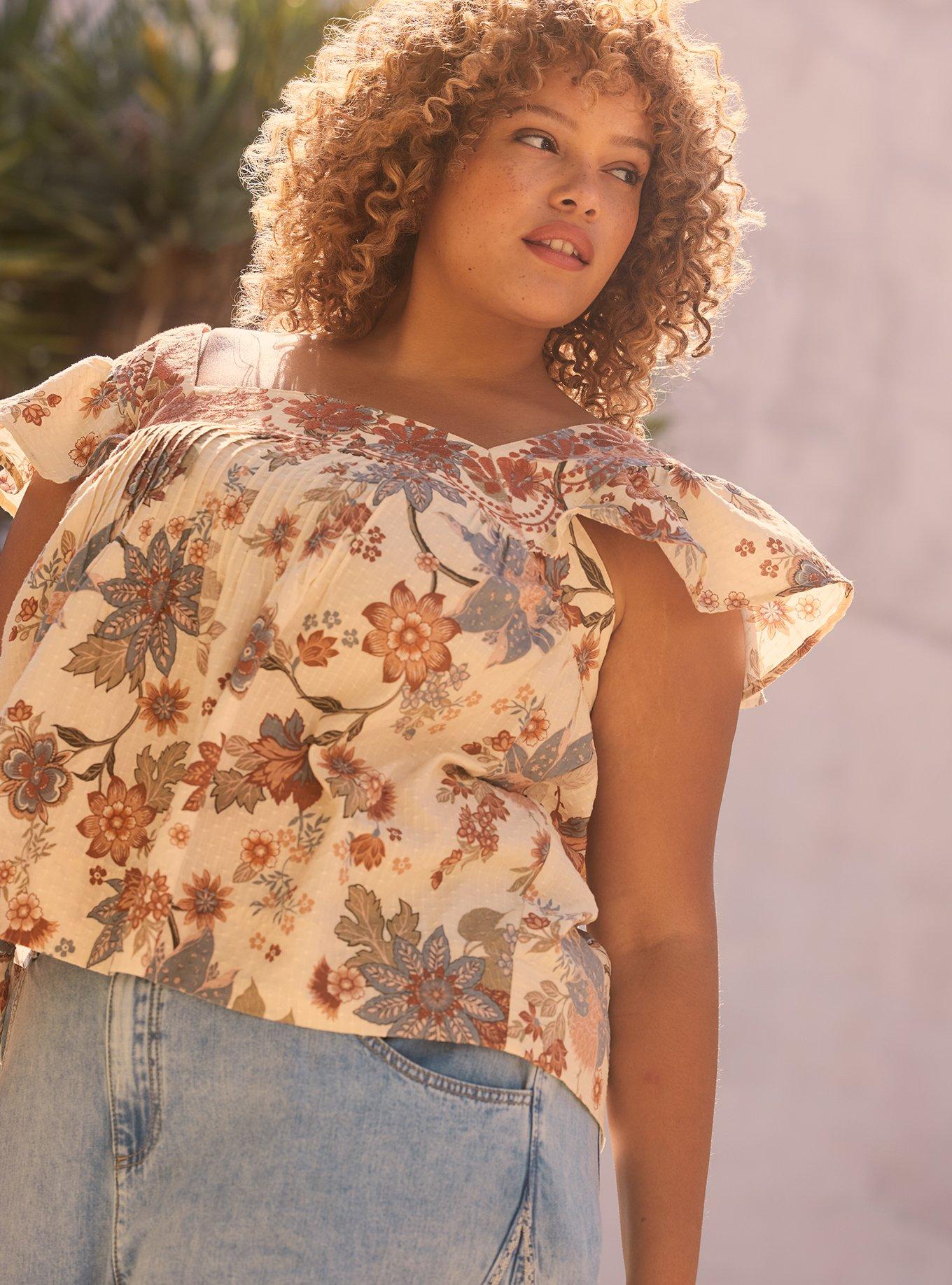 Festi Pintuck Flutter-Sleeve Tank