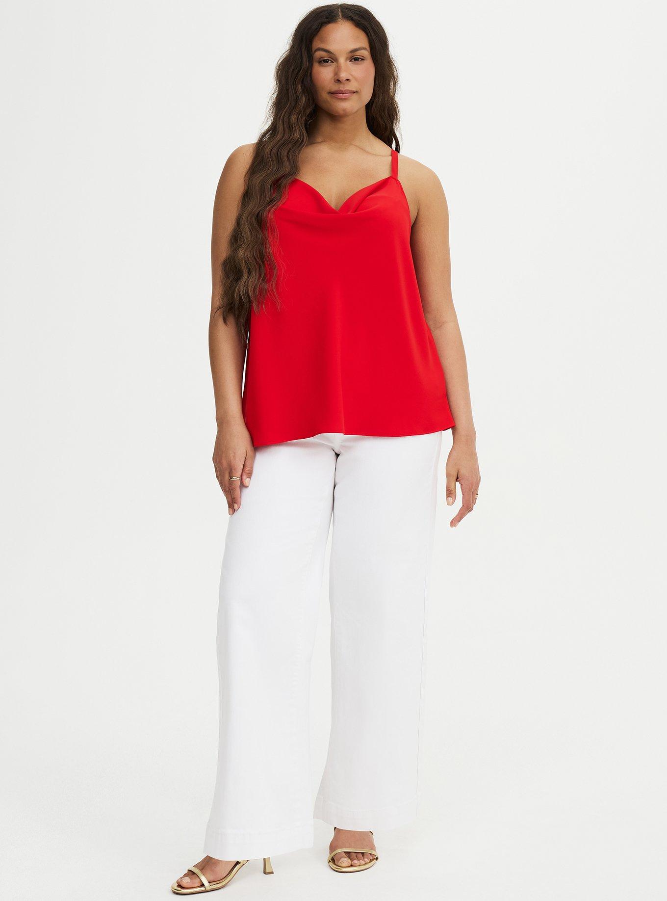 Crepe De Chine Cowl Neck Cami, TRUE RED, alternate