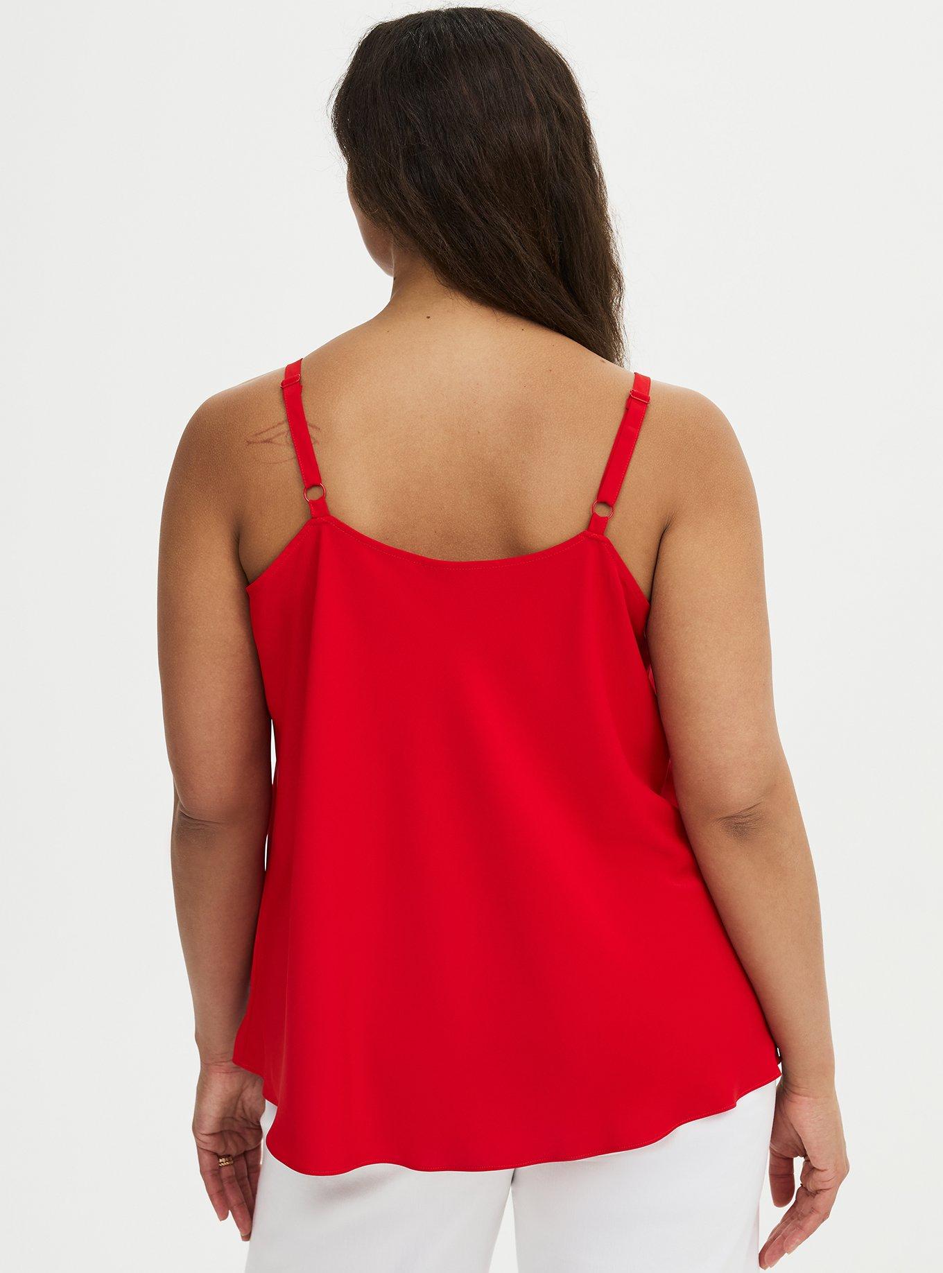 Crepe De Chine Cowl Neck Cami, TRUE RED, alternate
