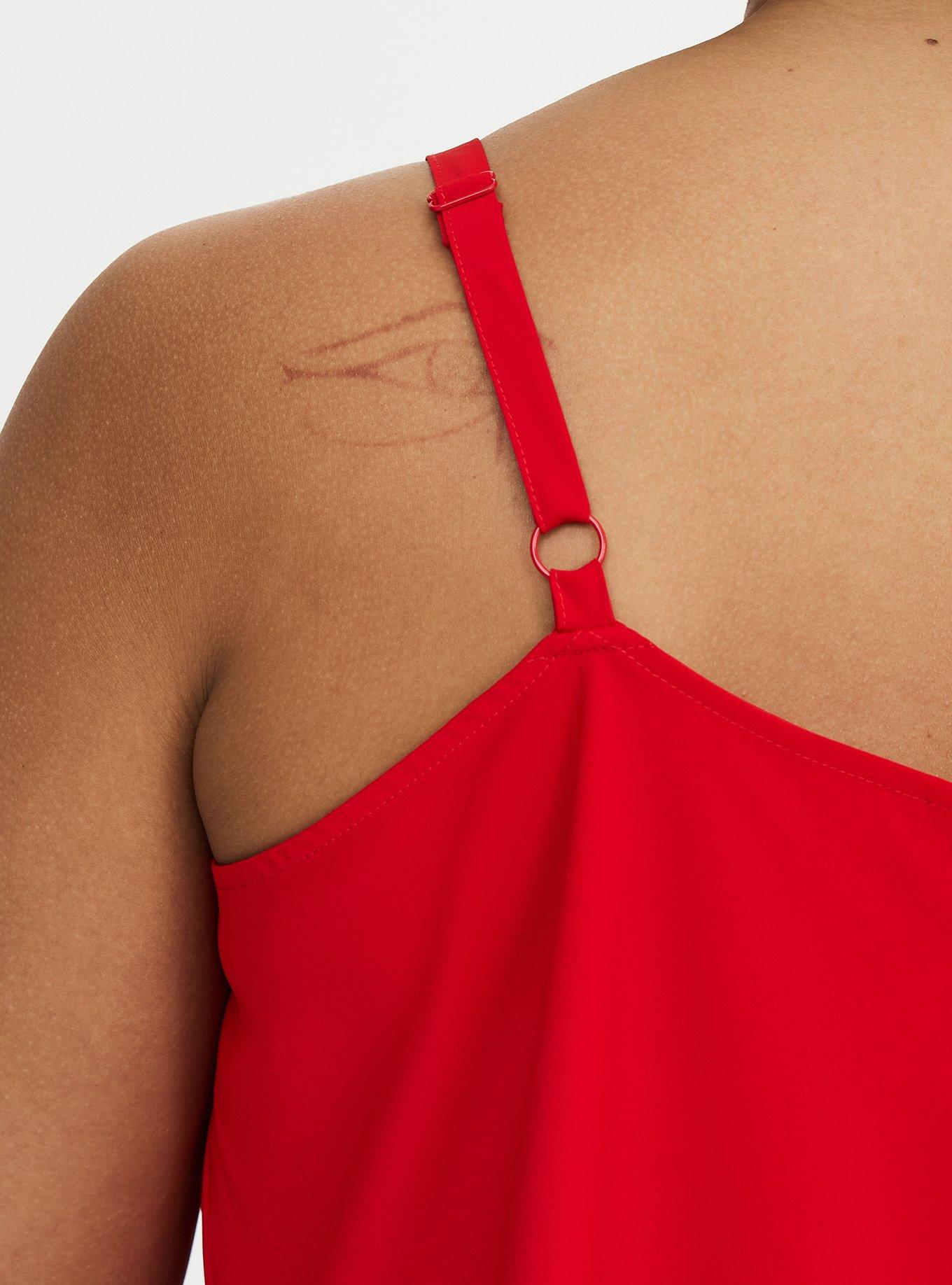 Crepe De Chine Cowl Neck Cami, TRUE RED, alternate