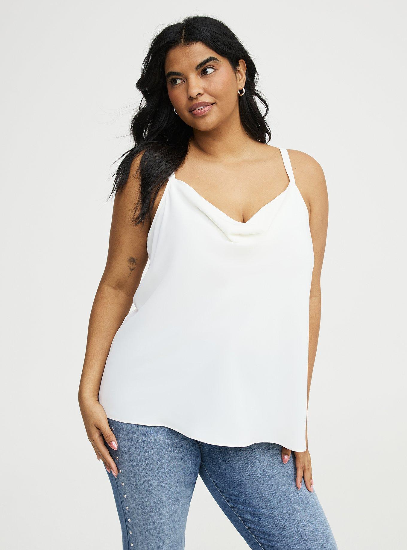 Crepe De Chine Cowl Neck Cami, CLOUD DANCER, hi-res