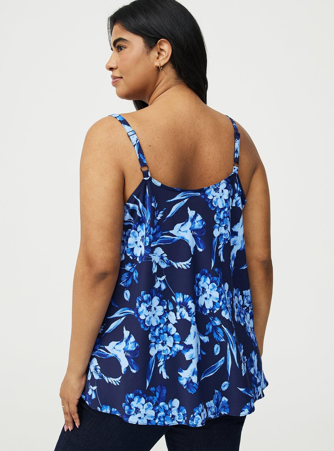 Crepe De Chine Cowl Neck Cami, DUTCH FLORAL NAVY, alternate