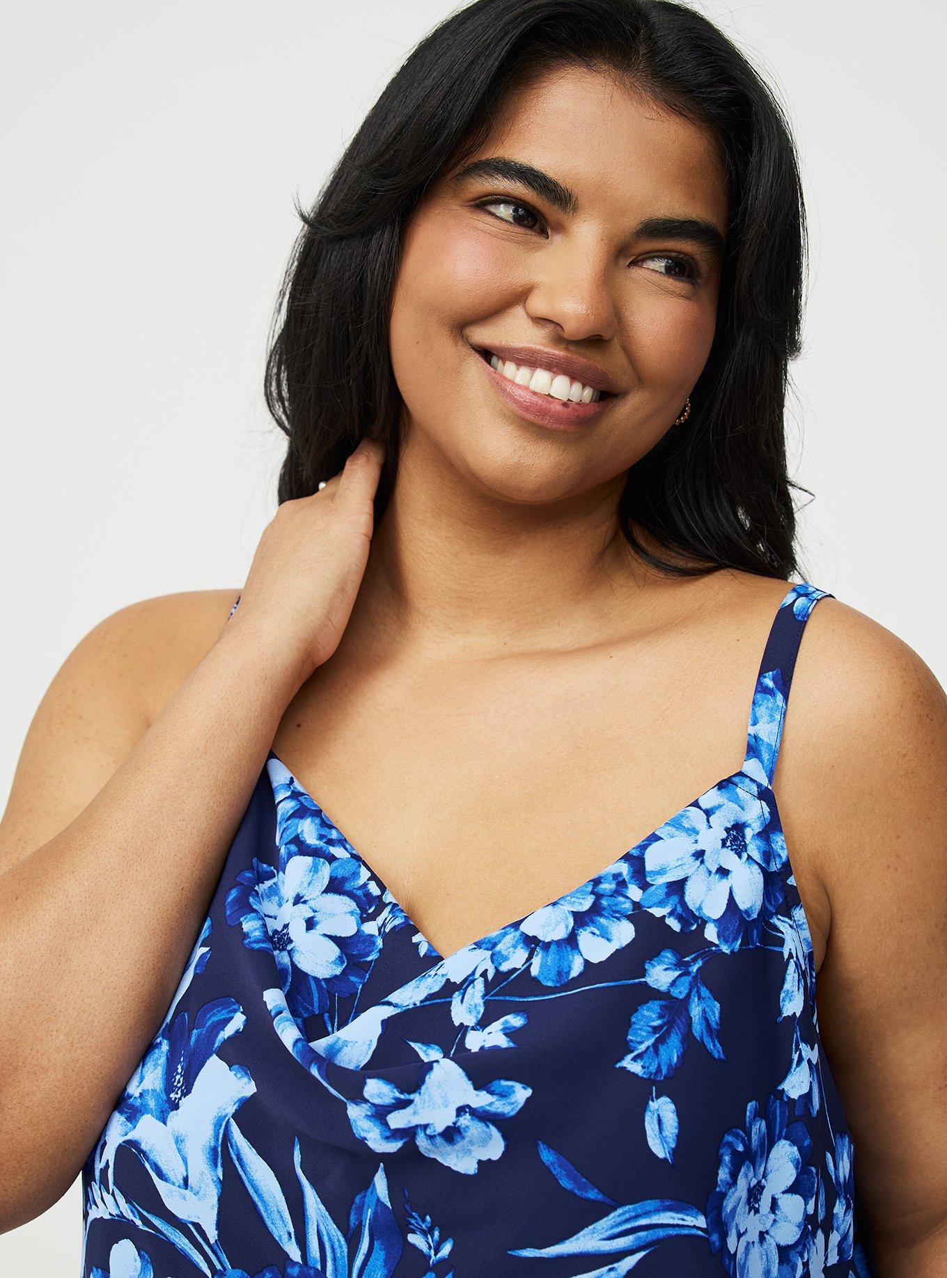 Crepe De Chine Cowl Neck Cami, DUTCH FLORAL NAVY, alternate