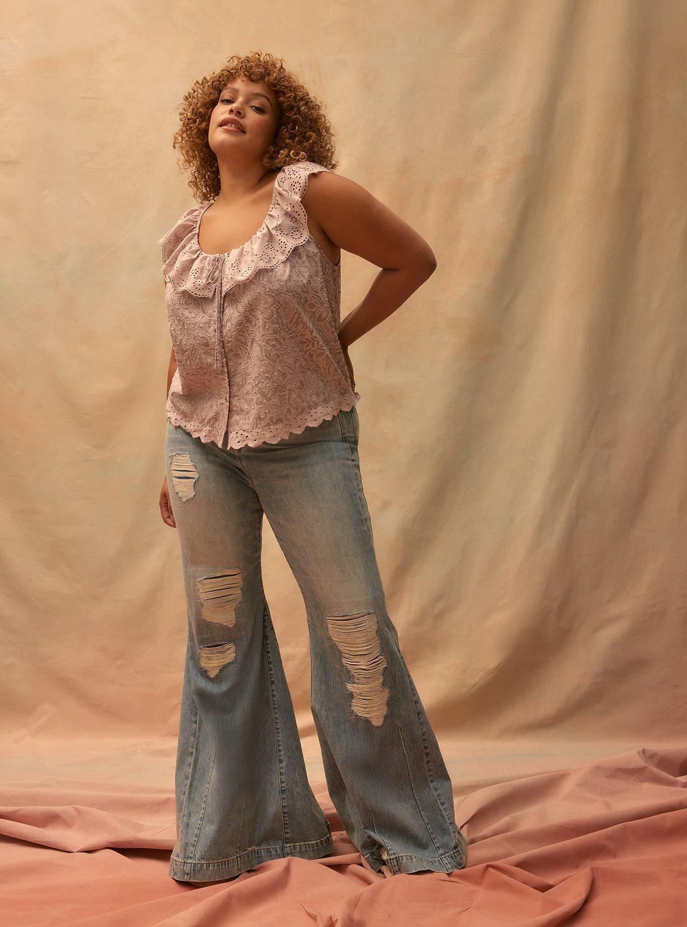 Festi Embroidered Ruffle Top