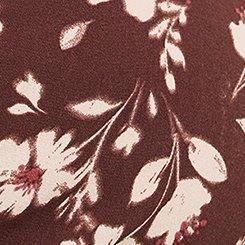 Peplum Y-Neck Top, MAE FLORAL DEEP MAHOGANY, swatch