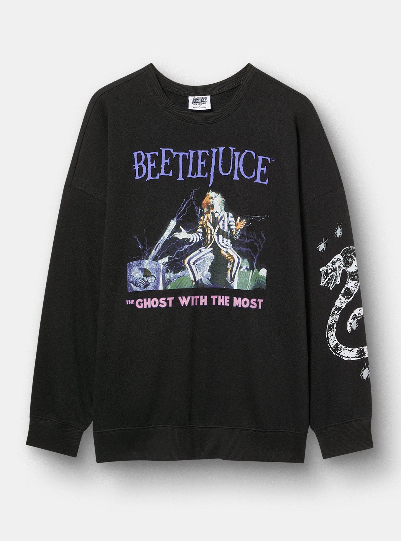 Beetlejuice Relaxed Fleece Sweatshirt, BEETLEJUICE DEEP BLACK, hi-res