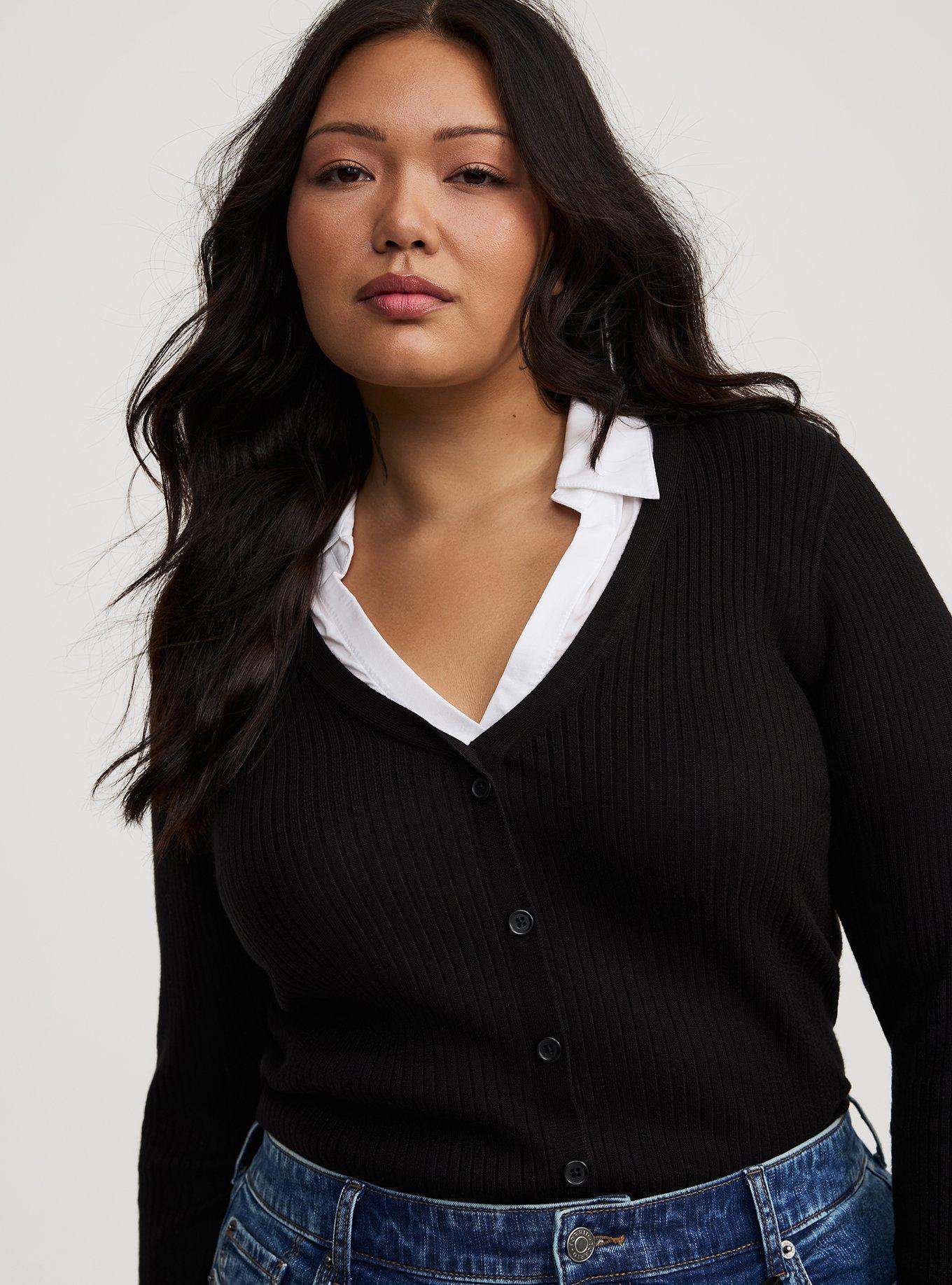 Fitted Collared 2Fer Pullover Sweater