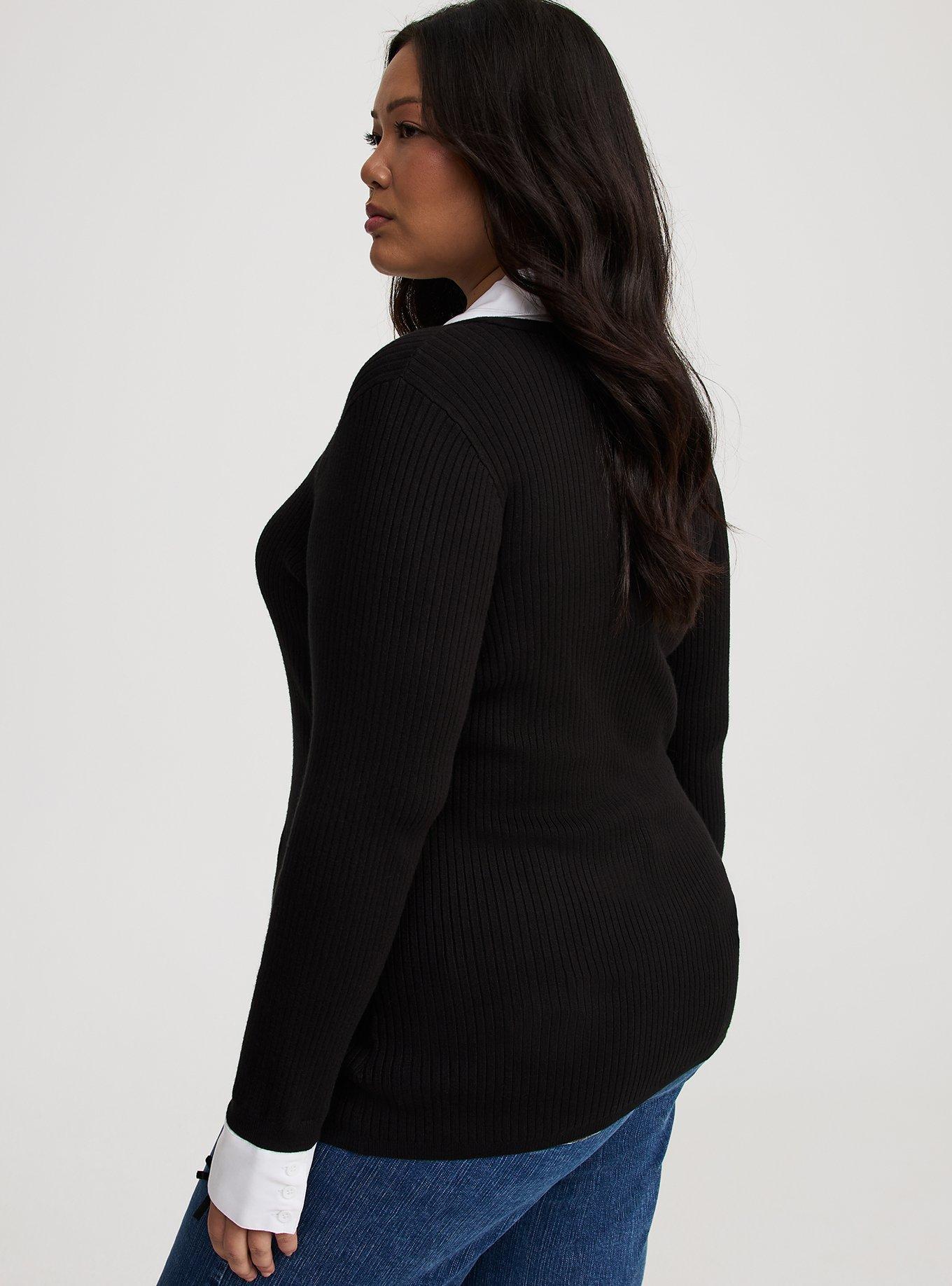 Fitted Collared 2Fer Pullover Sweater