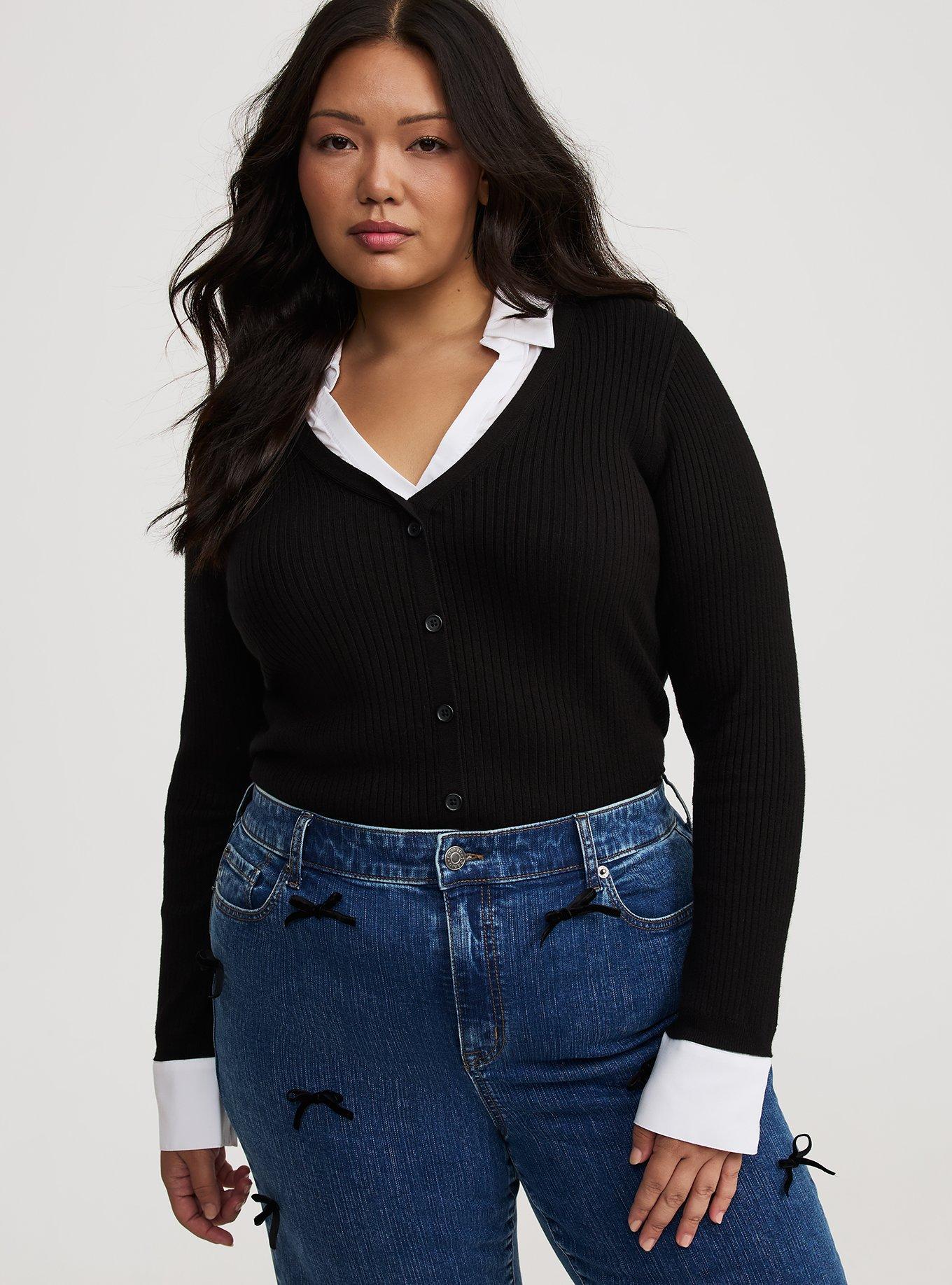 Fitted Collared 2Fer Pullover Sweater