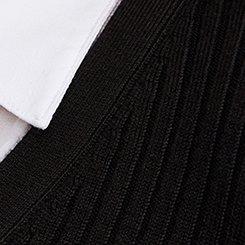 Fitted Collared 2Fer Pullover Sweater, DEEP BLACK, swatch