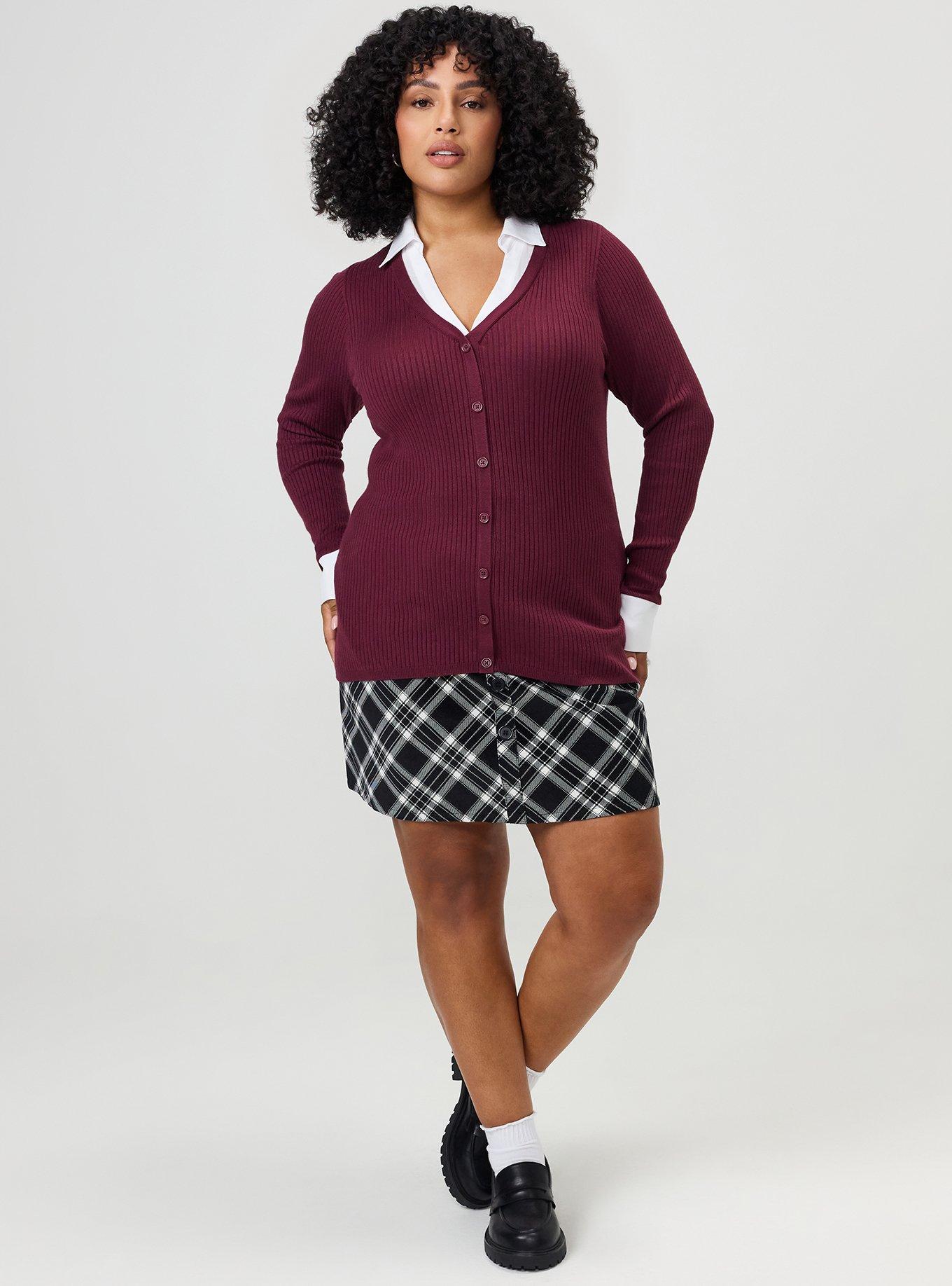 Collared 2Fer Sweater, MAROON BANNER, alternate