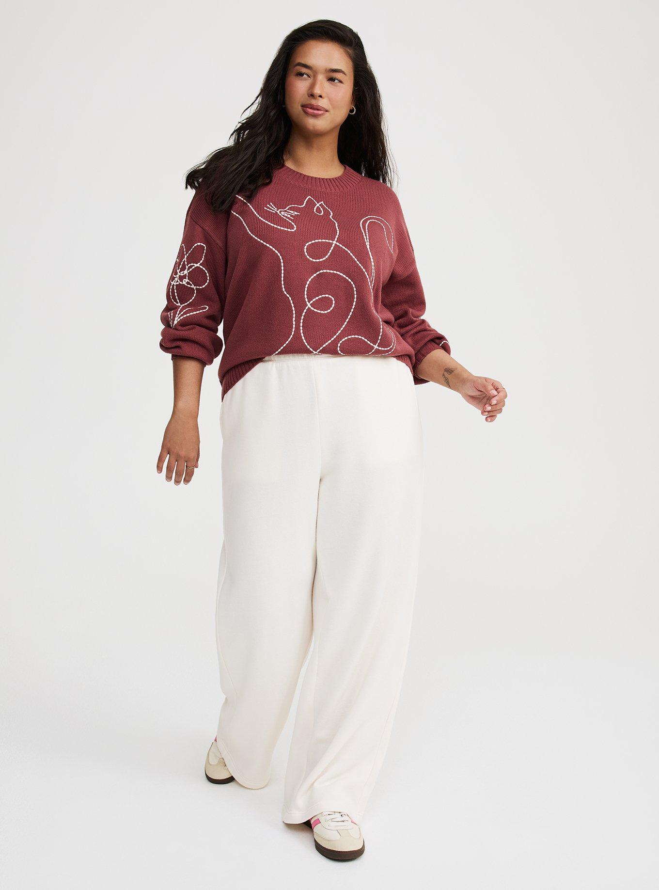 Embroidered Crew Pullover Sweater