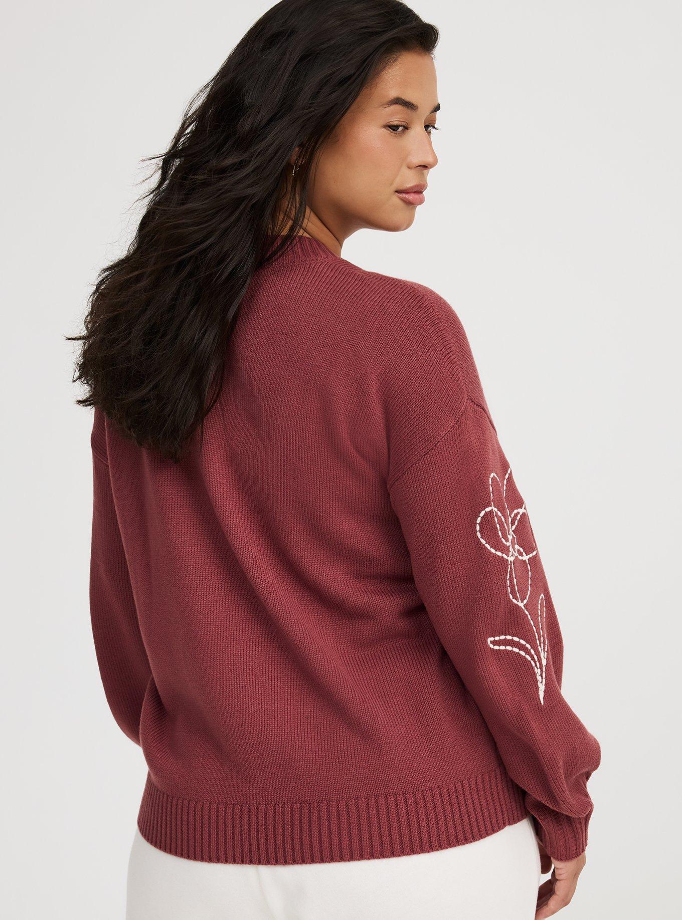 Embroidered Crew Pullover Sweater