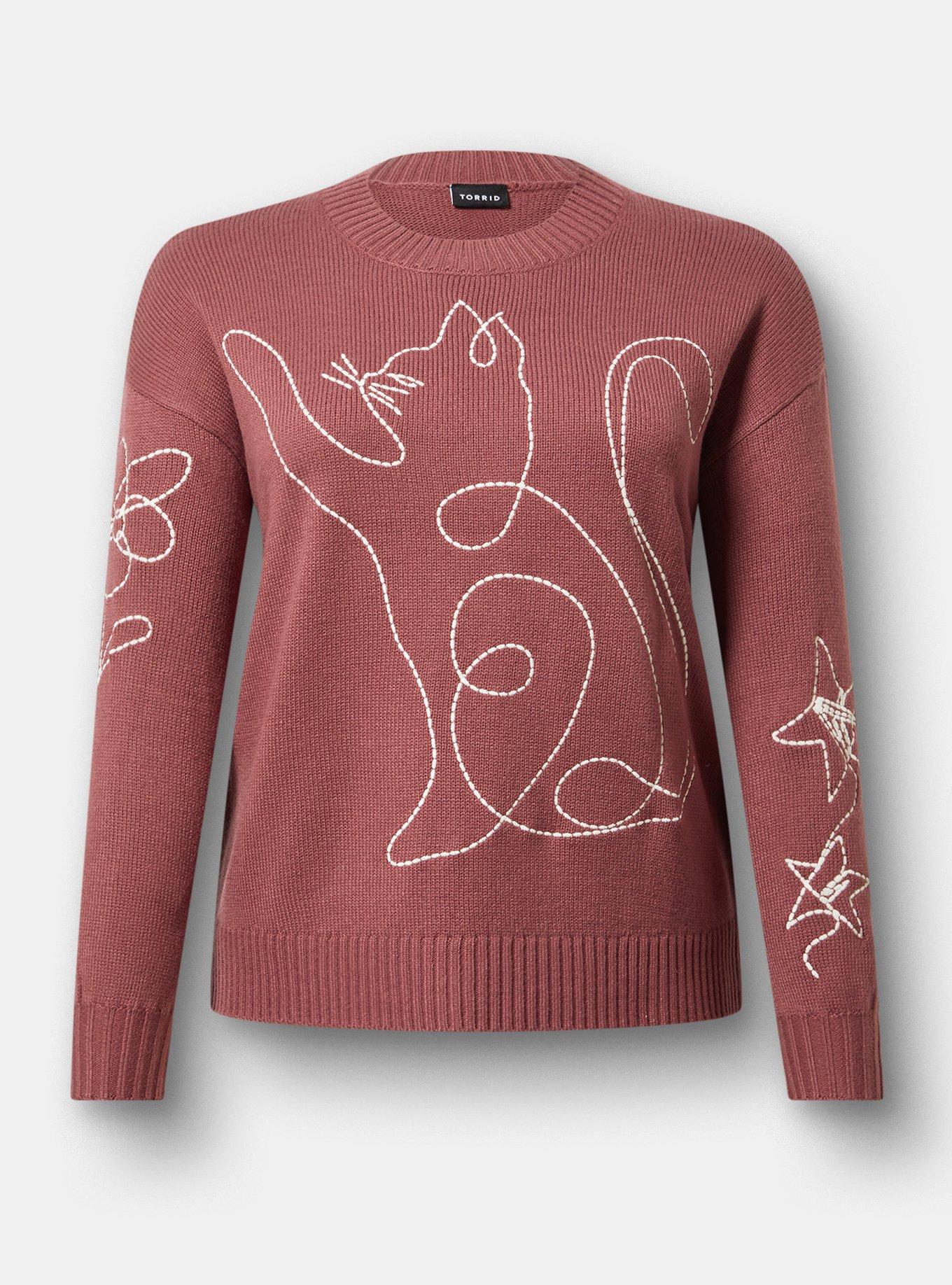 Embroidered Crew Pullover Sweater