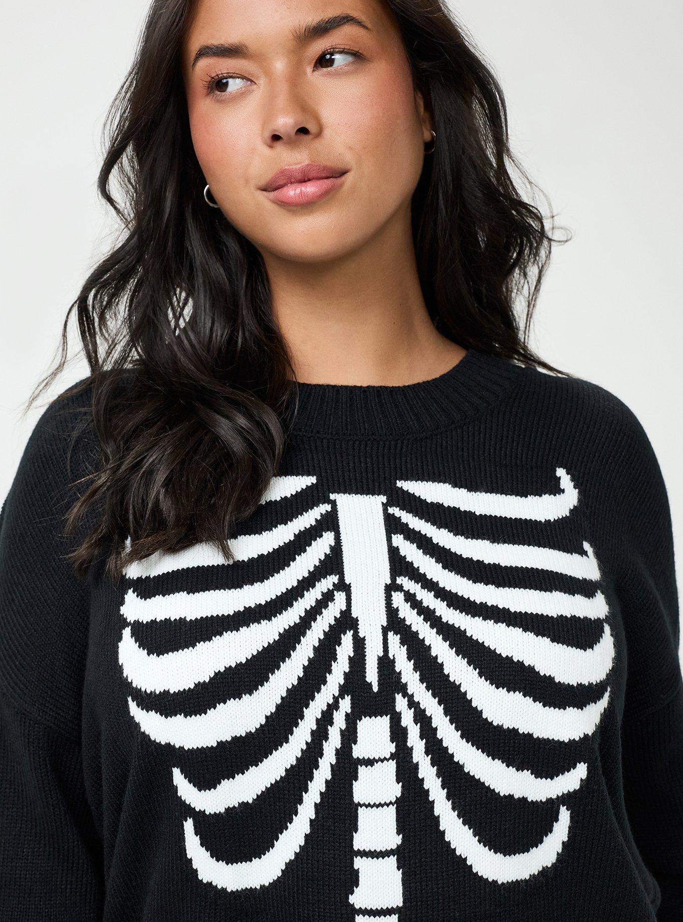 Plus Size Drop Shoulder Crew Neck Pullover, SPIDER RIBS DEEP BLACK, alternate