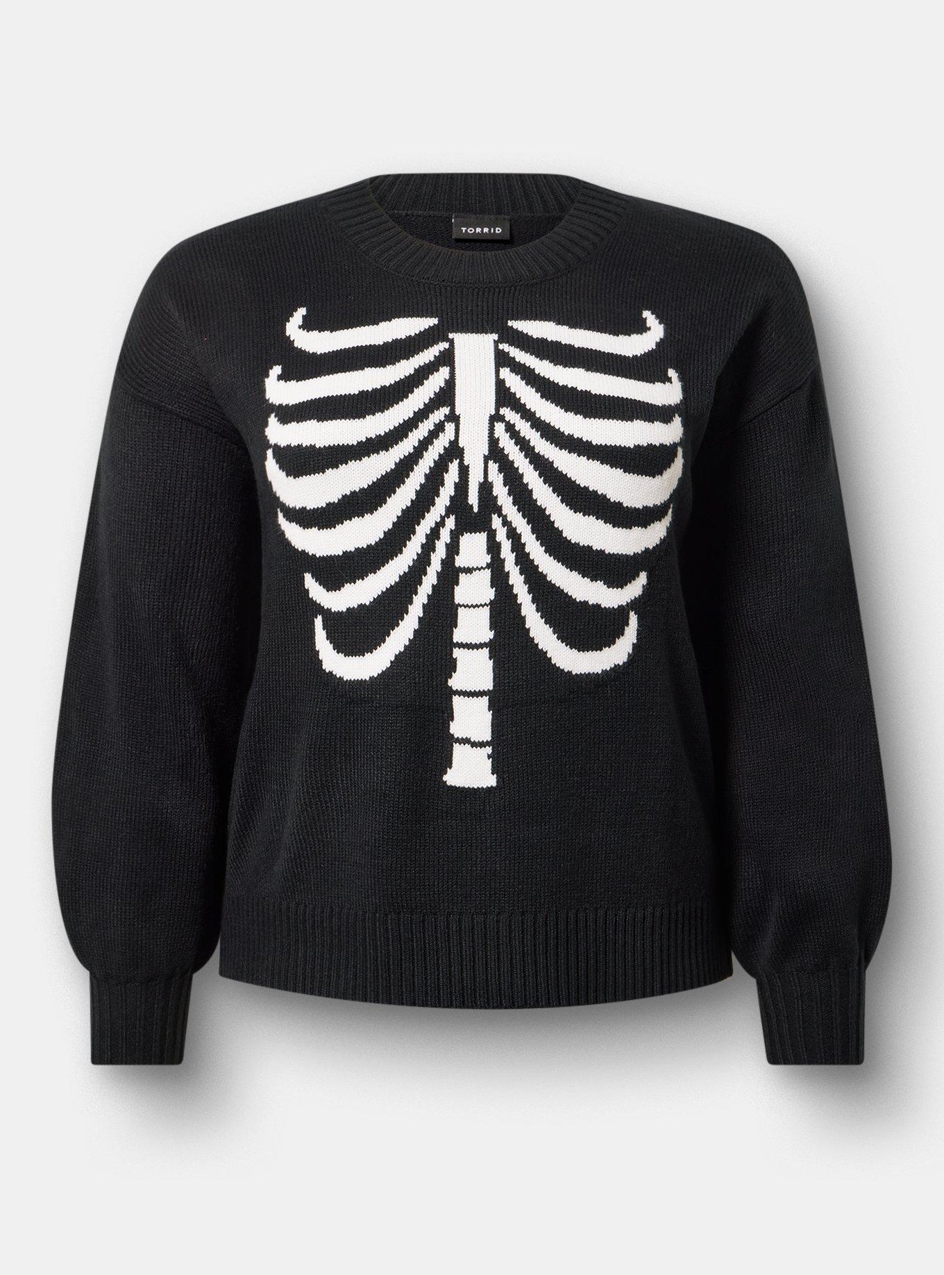 Plus Size Drop Shoulder Crew Neck Pullover, SPIDER RIBS DEEP BLACK, flat