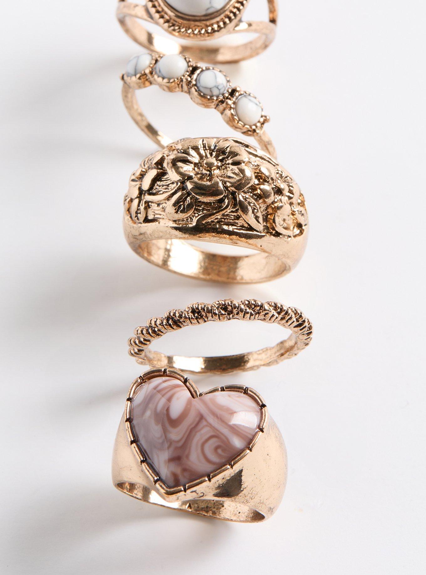 Heart Stone Ring Set