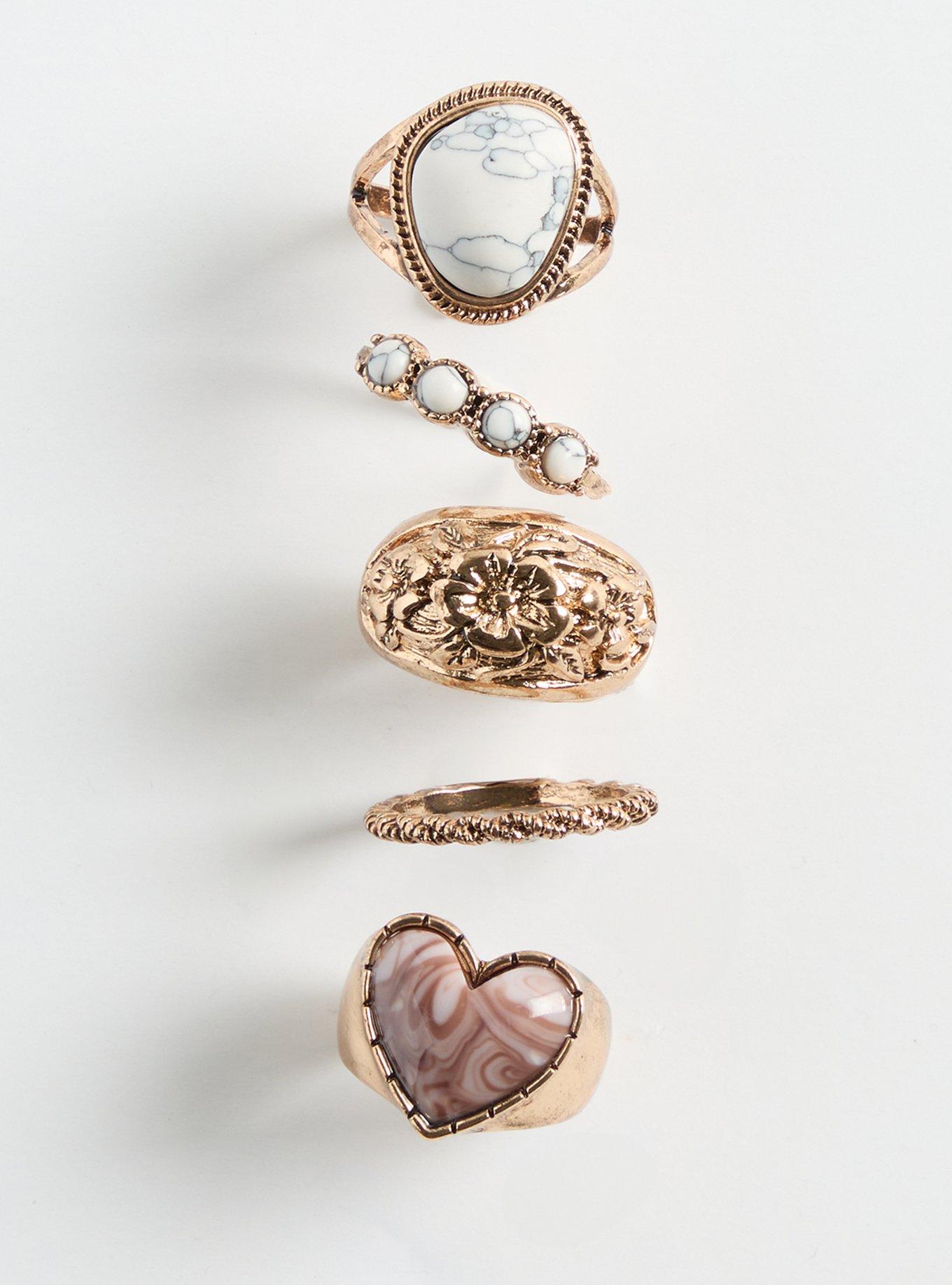 Heart Stone Ring Set