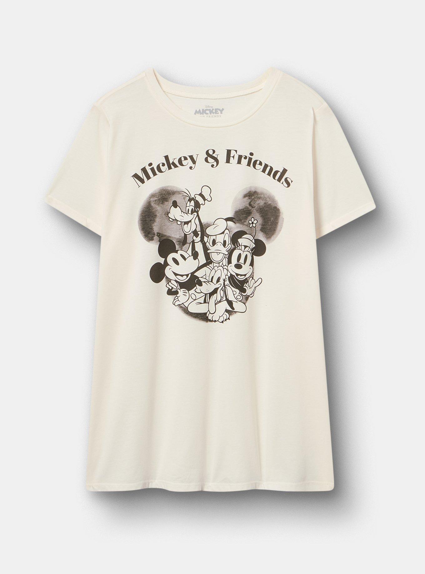 Plus Size Disney Mickey Mouse Classic Cotton Jersey Tee, MICKEY AND FRIENDS WATERCOLOR WHISPER WHITE, hi-res