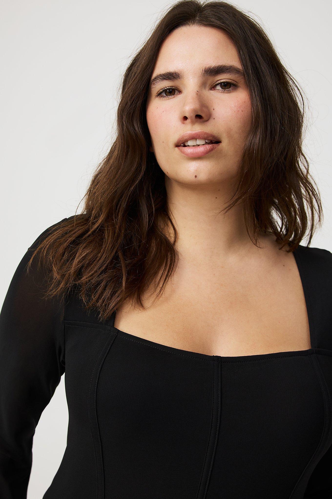 Plus Size - Square Neck Mesh Corset Top - Torrid