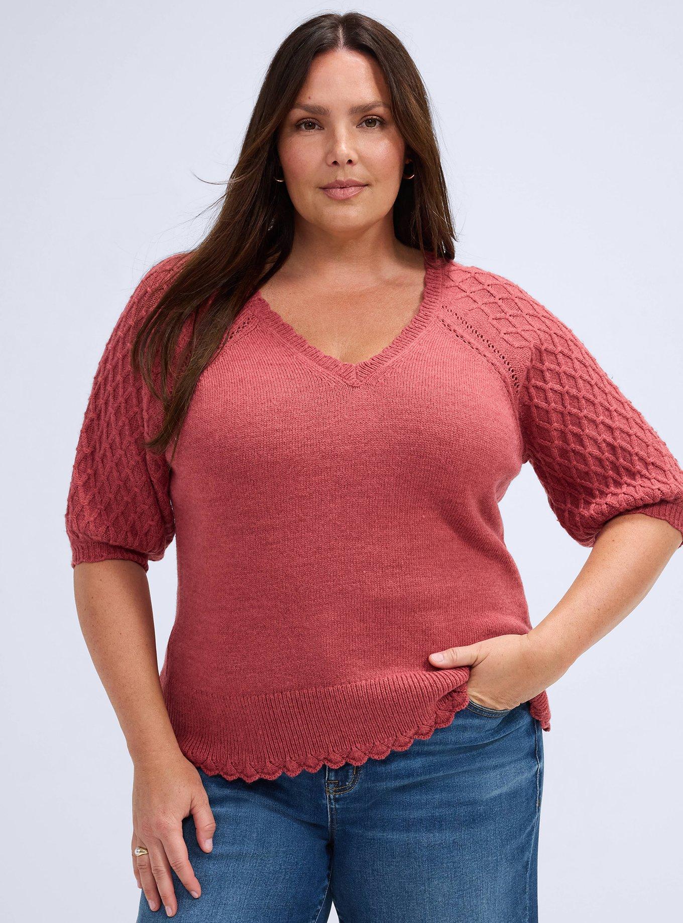 Belle Isle Puff Sleeve Sweater, EARTH RED, alternate