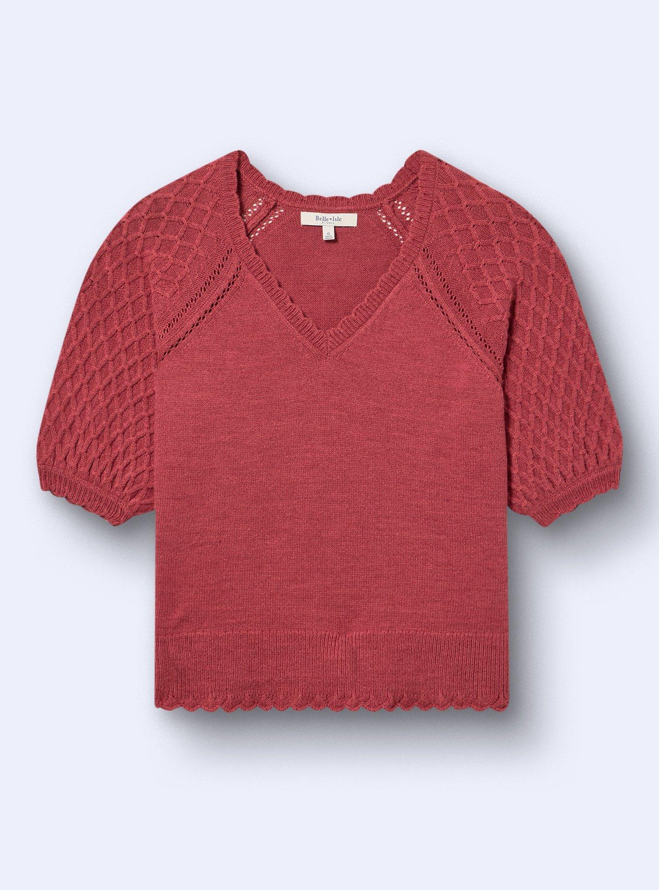 Belle Isle Puff Sleeve Sweater, EARTH RED, hi-res