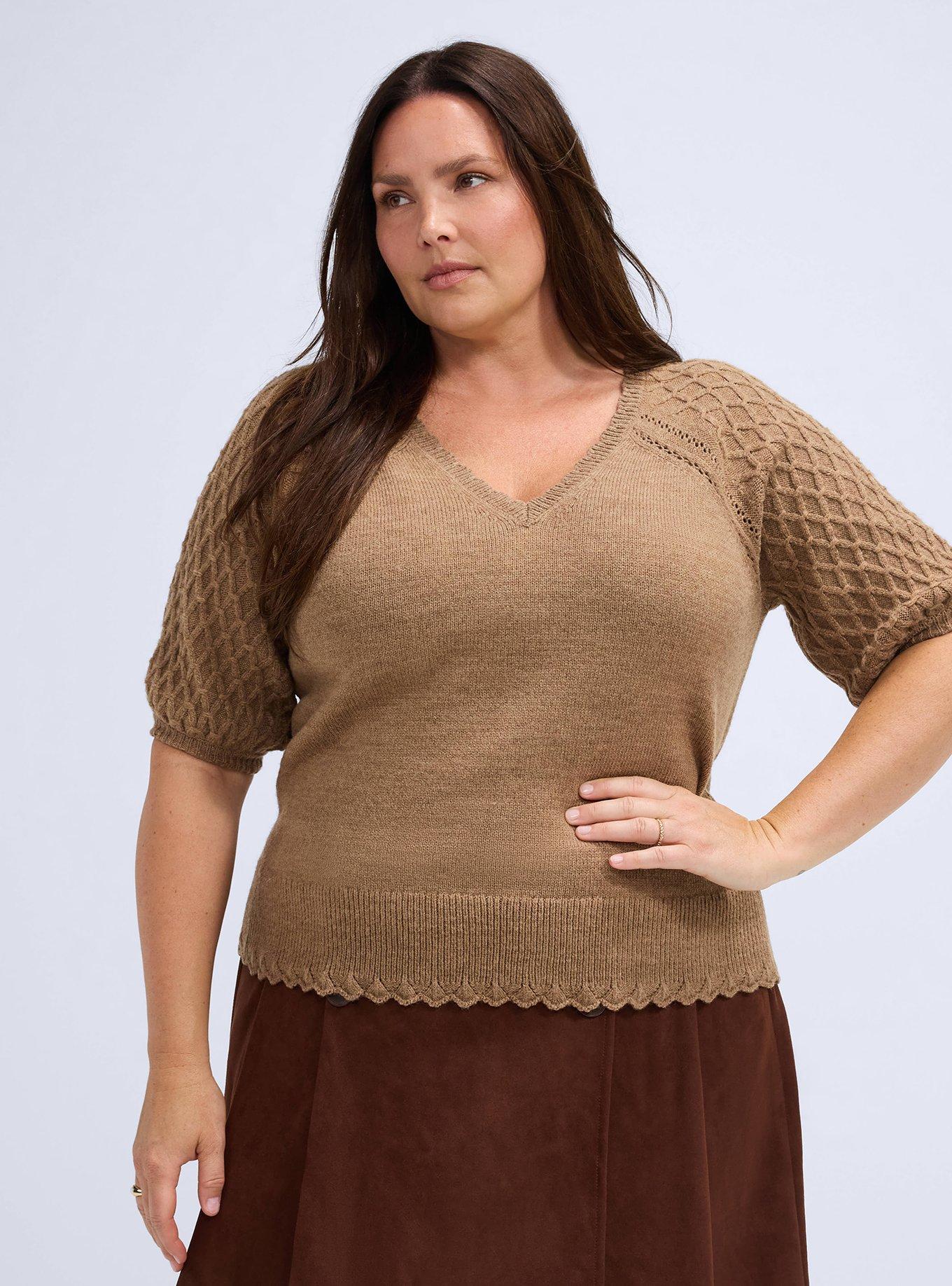 Belle Isle Puff Sleeve Sweater, COCA MOCHA, hi-res