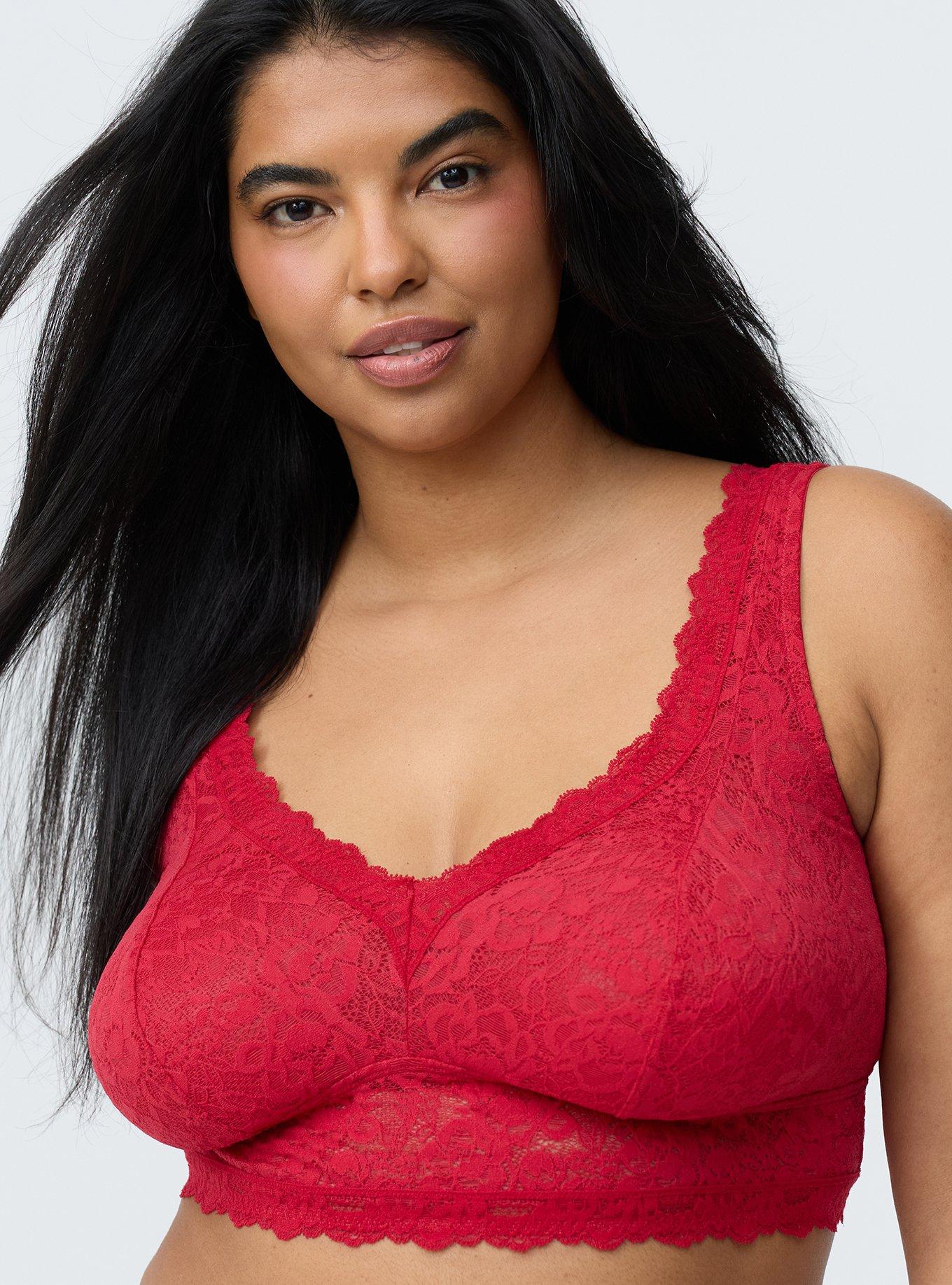Unlined Crossback Lace Bralette, JESTER RED, alternate