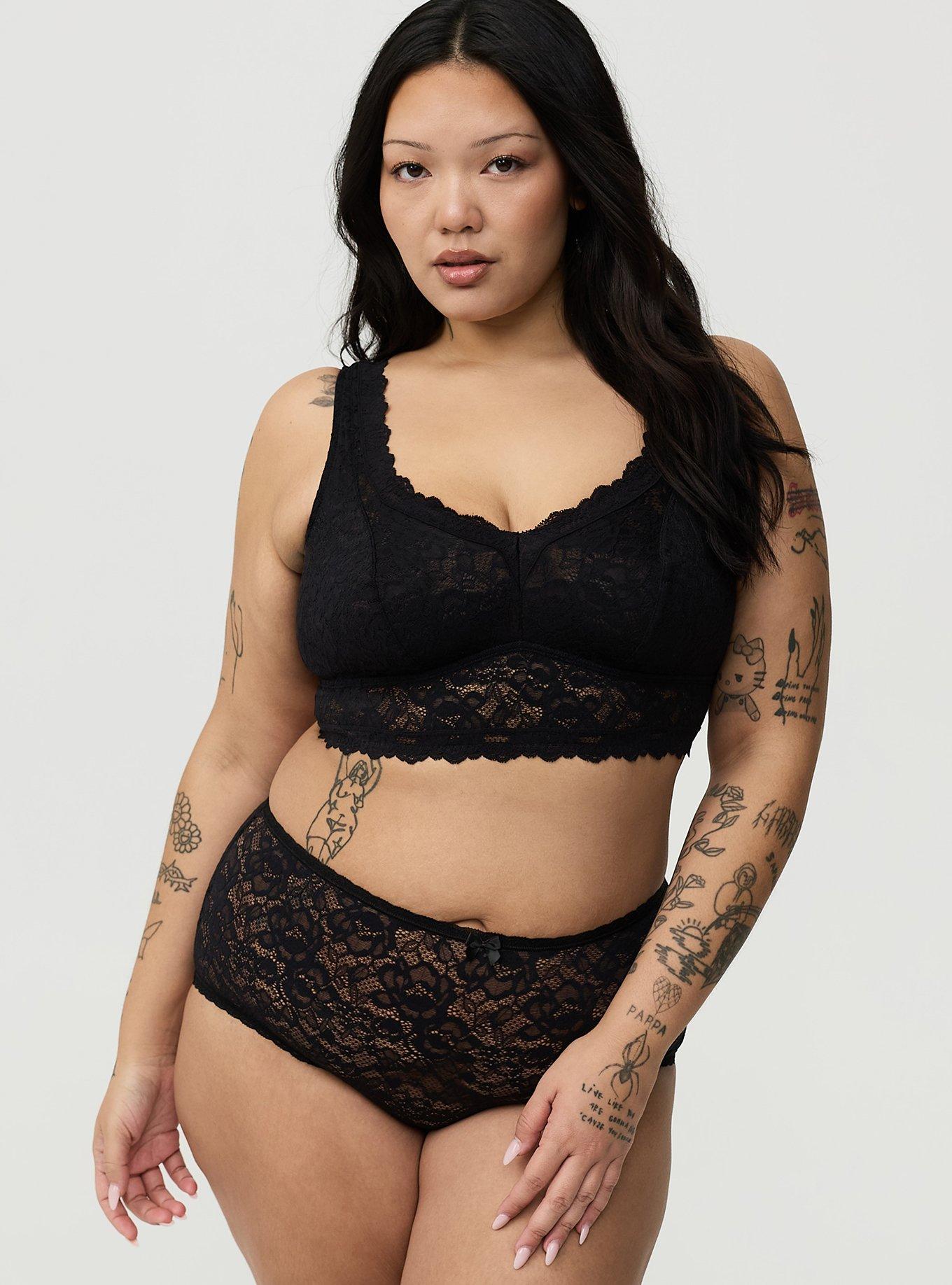 Unlined Crossback Lace Bralette, RICH BLACK, alternate