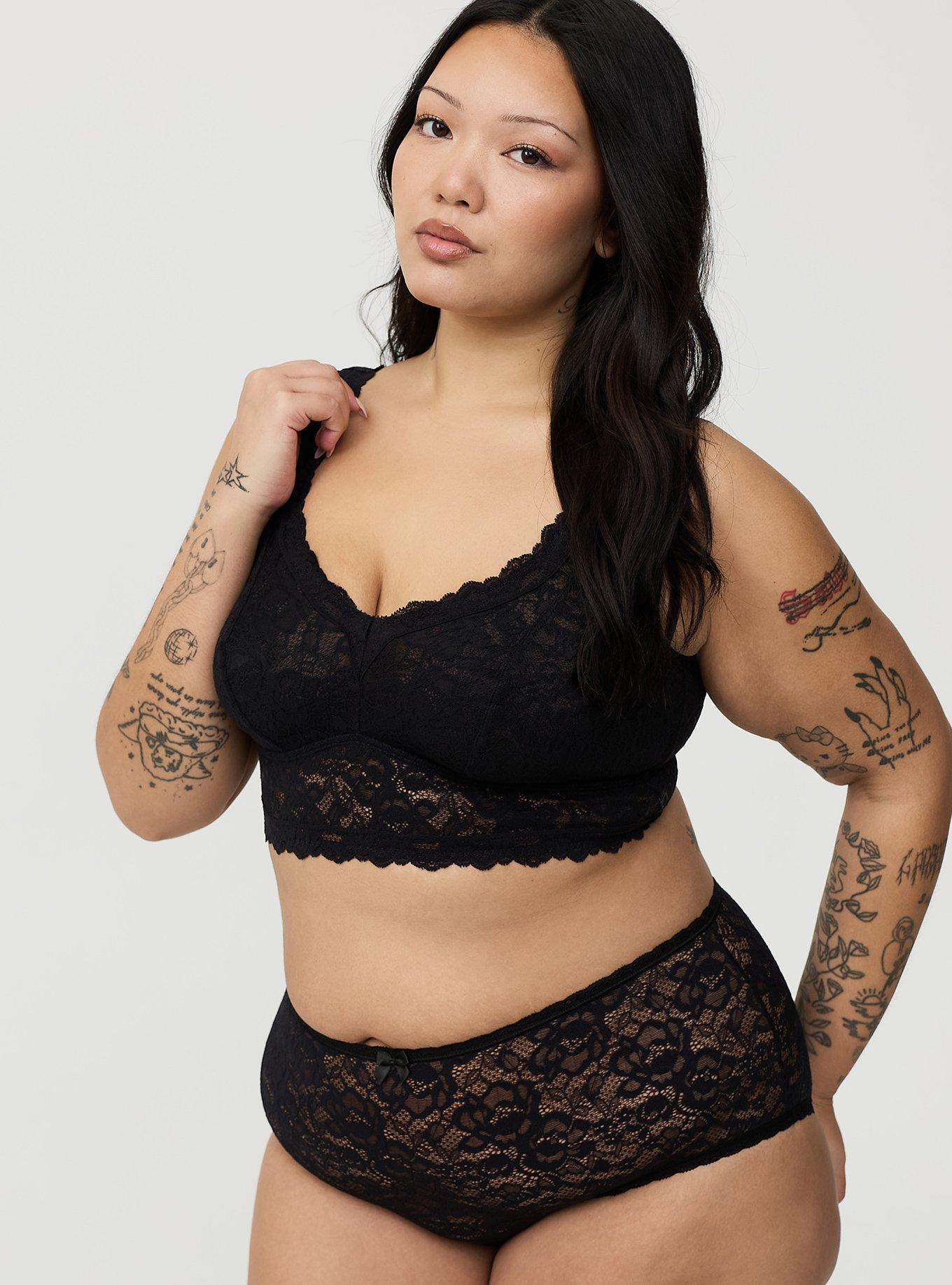 Unlined Crossback Lace Bralette, RICH BLACK, alternate