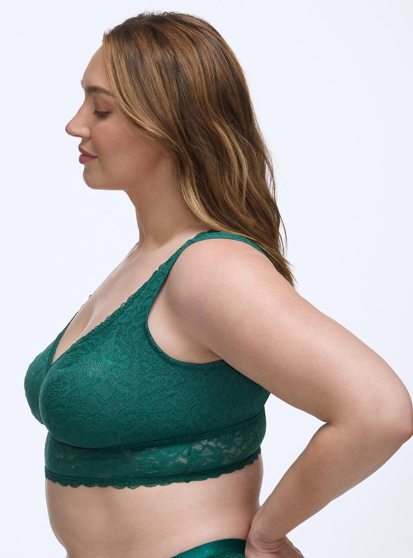 Plus Size Unlined Crossback Lace Bralette, BOTANICAL GARDEN, alternate