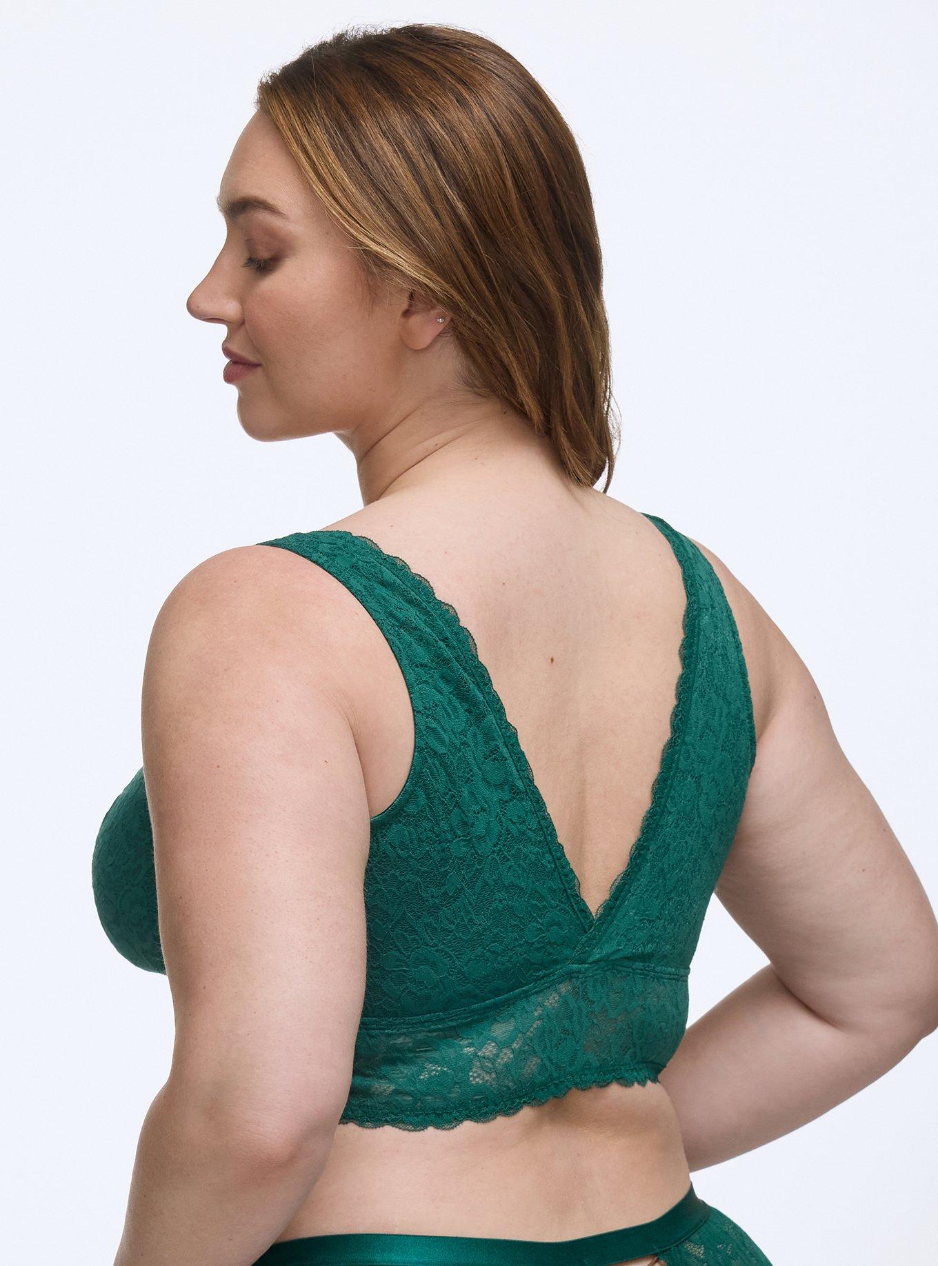 Plus Size Unlined Crossback Lace Bralette, BOTANICAL GARDEN, alternate