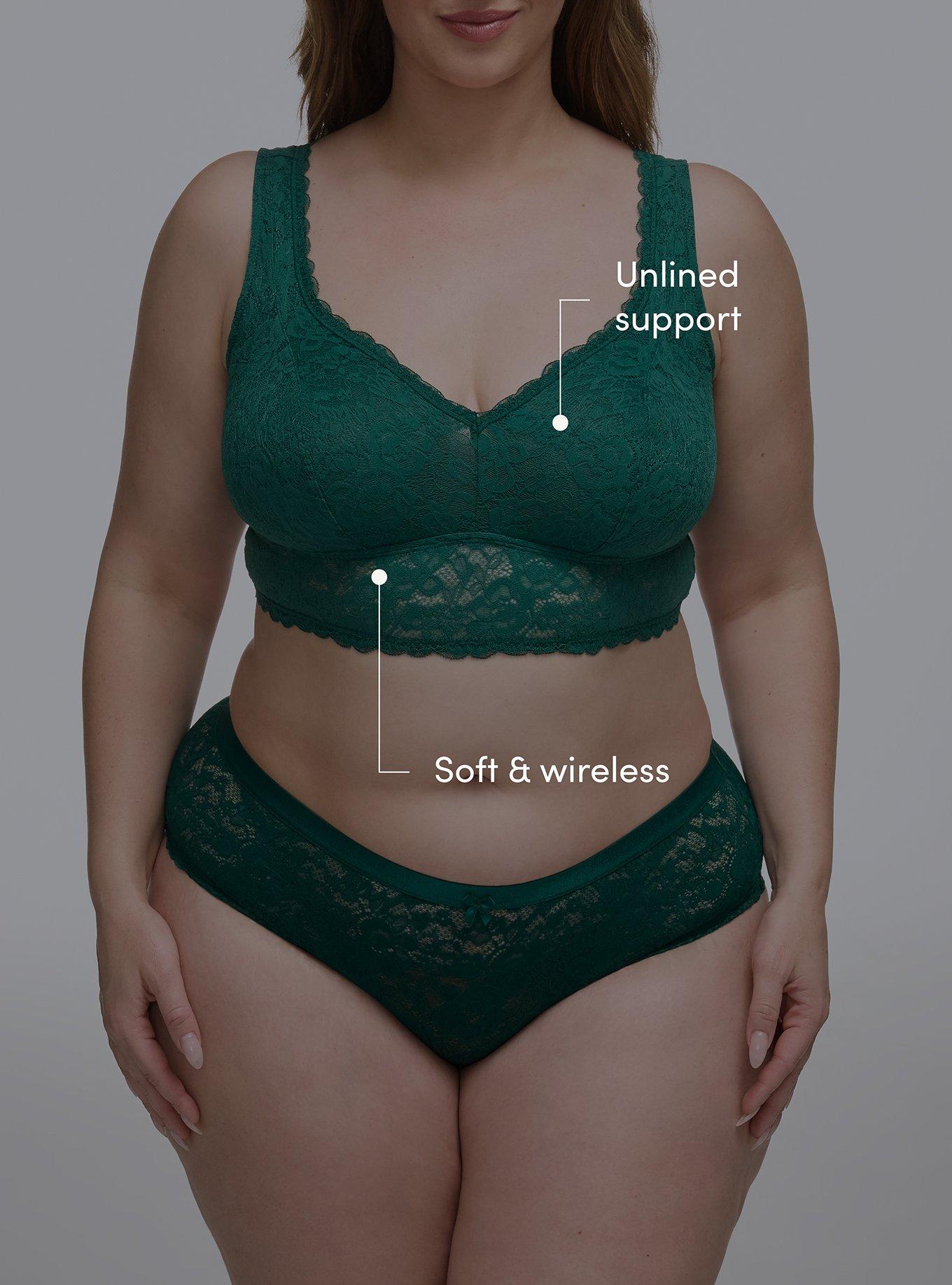 Plus Size Unlined Crossback Lace Bralette, BOTANICAL GARDEN, alternate