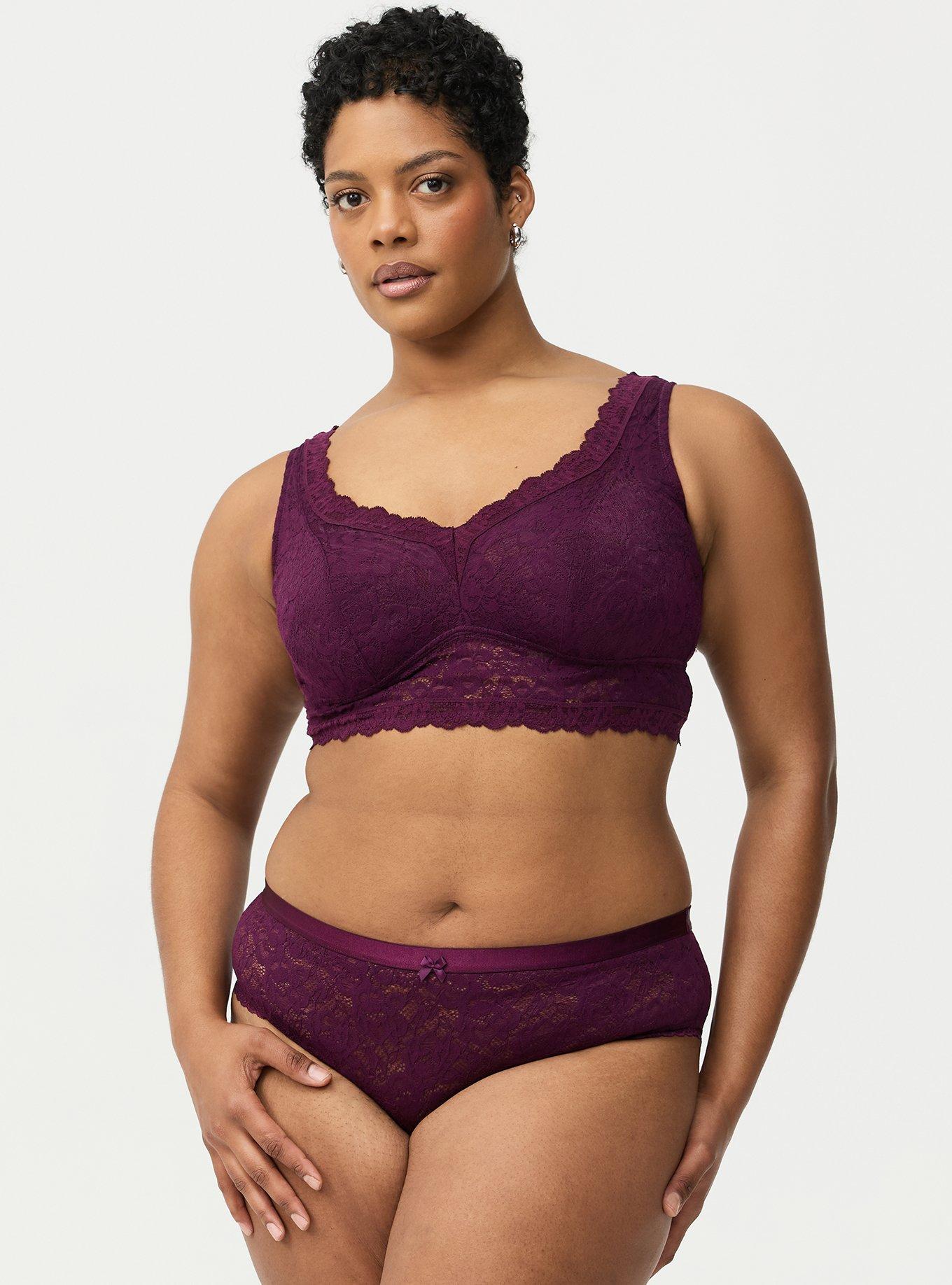 Unlined Crossback Lace Bralette, POTENT PURPLE, alternate