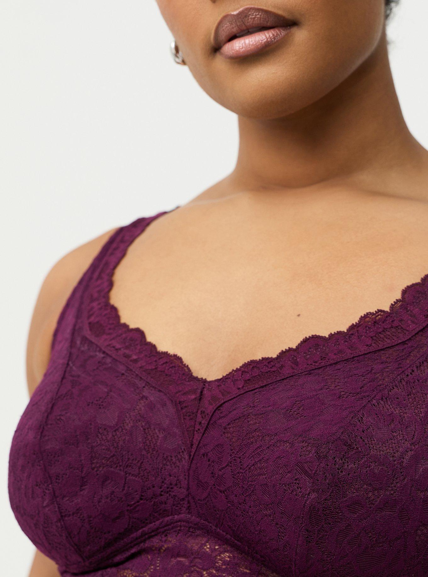 Unlined Crossback Lace Bralette, POTENT PURPLE, alternate