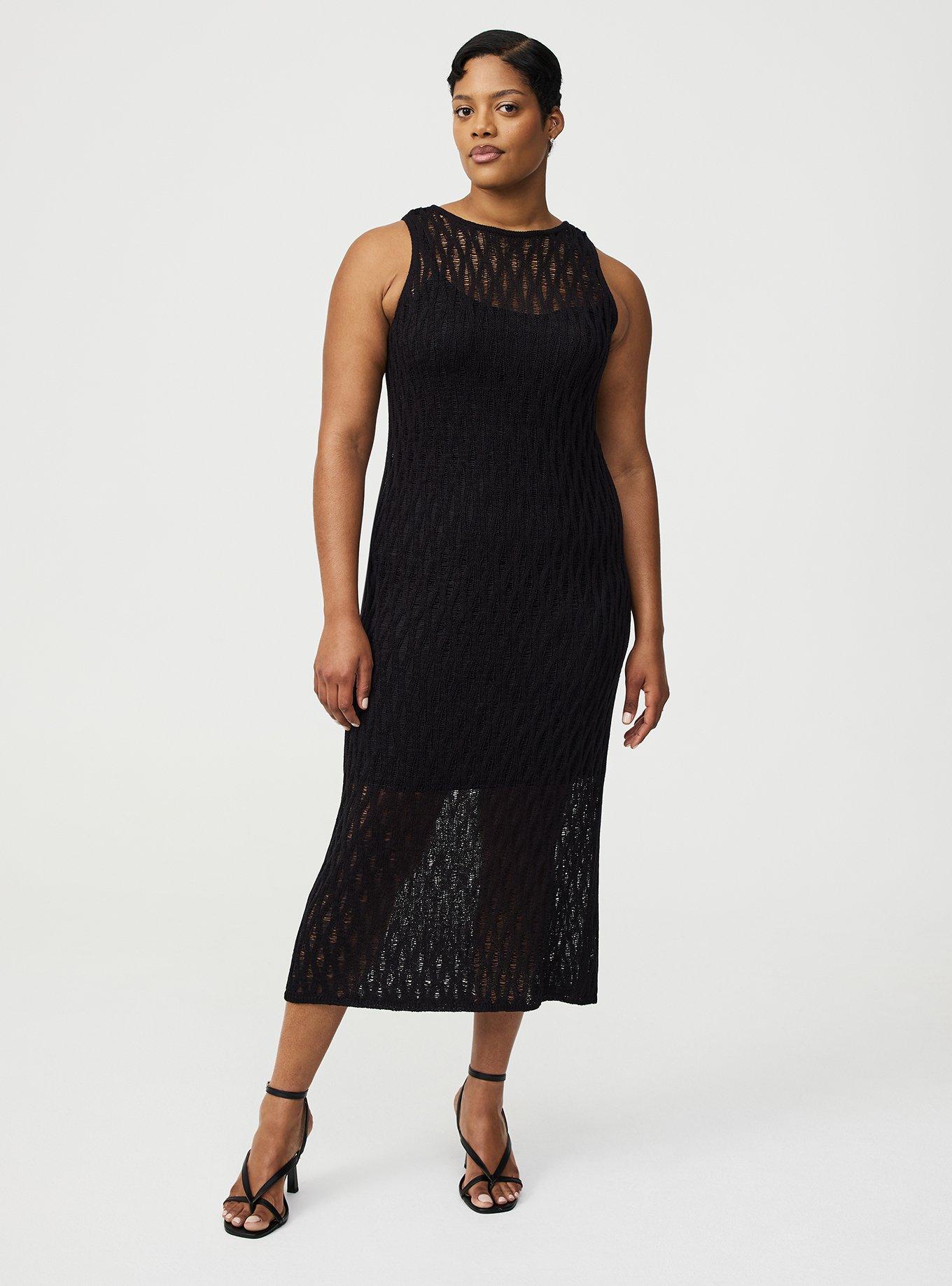 Open Knit Midi Dress