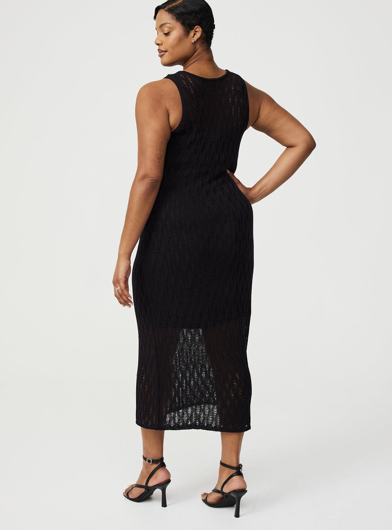 Open Knit Midi Dress