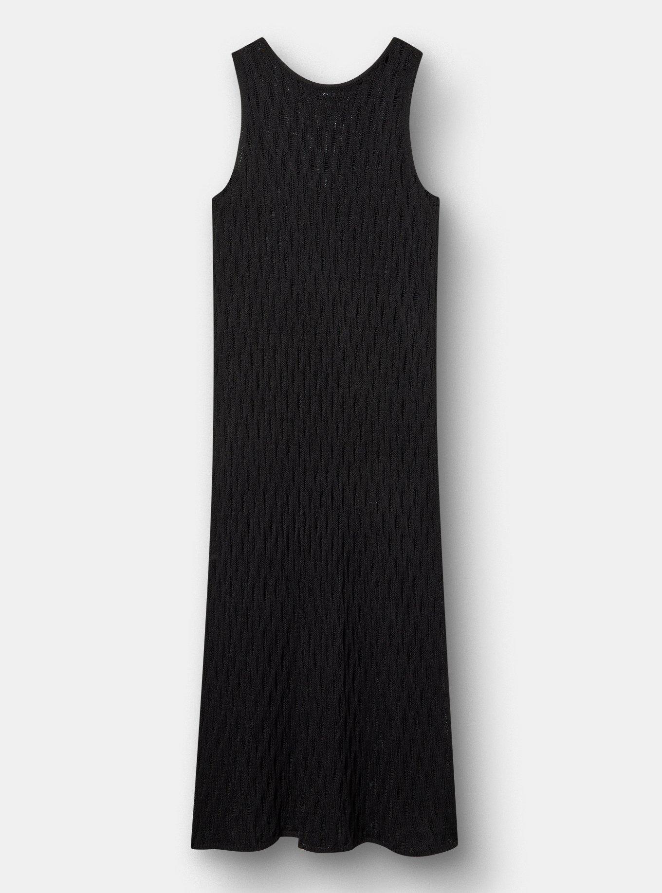 Women's Open Knit Midi Dress in Black, Size 30, Plus Size by Torrid