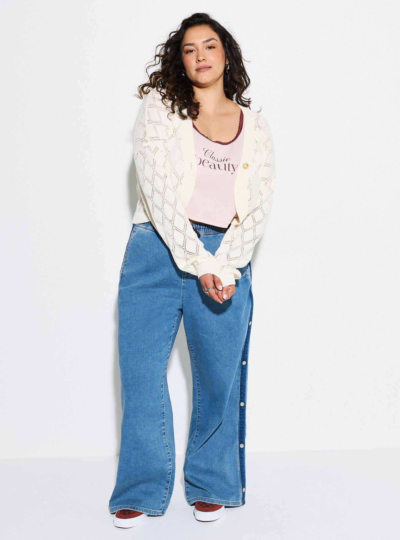 LoveSick Diamond Pointelle Knit Cardigan, ANTIQUE WHITE, alternate