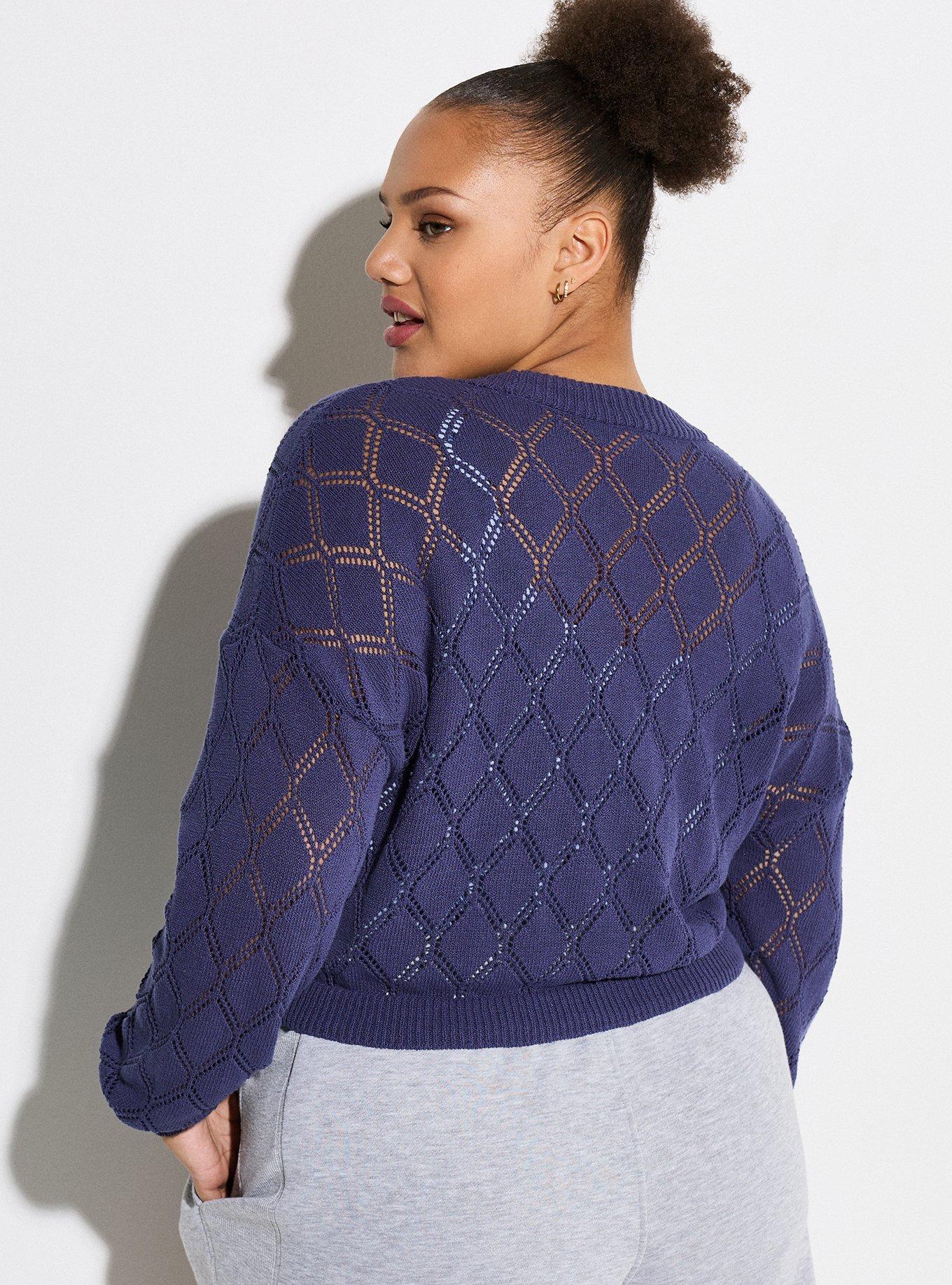 LoveSick Diamond Pointelle Knit Cardigan, CROWN BLUE, alternate