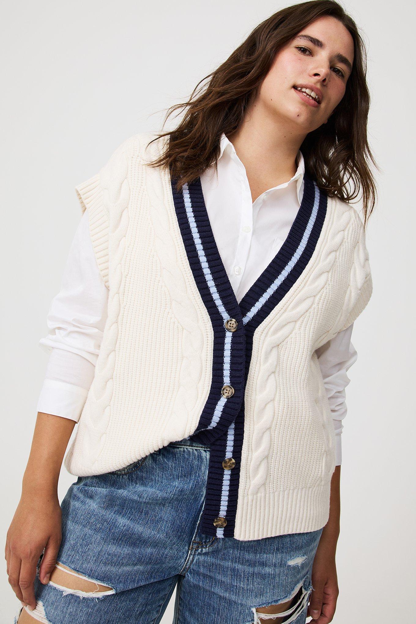 Cable Knit V-Neck Vest