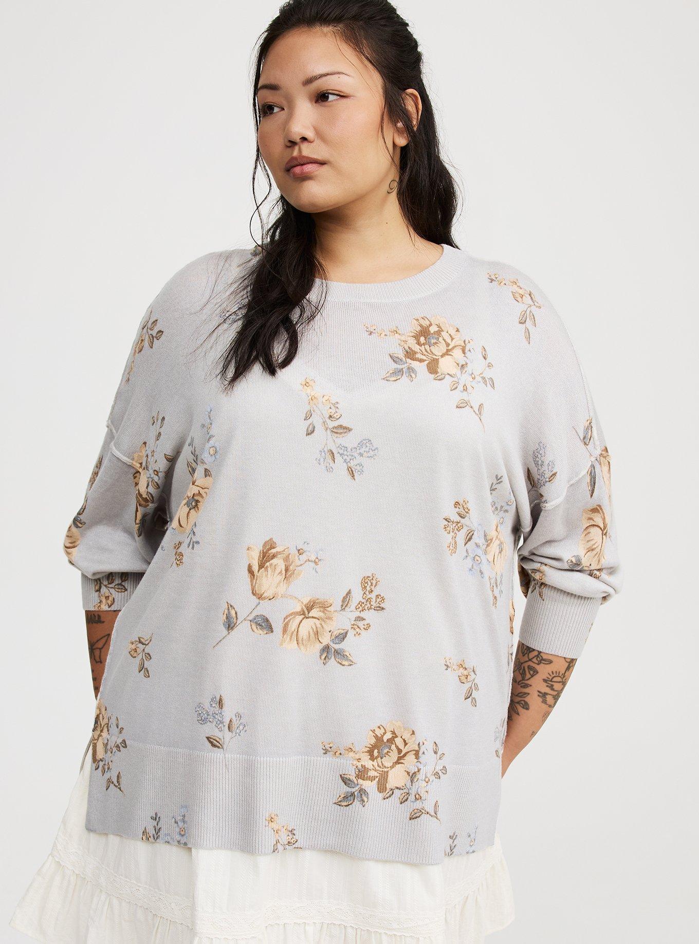 Drop Shoulder Crew Tunic Sweater